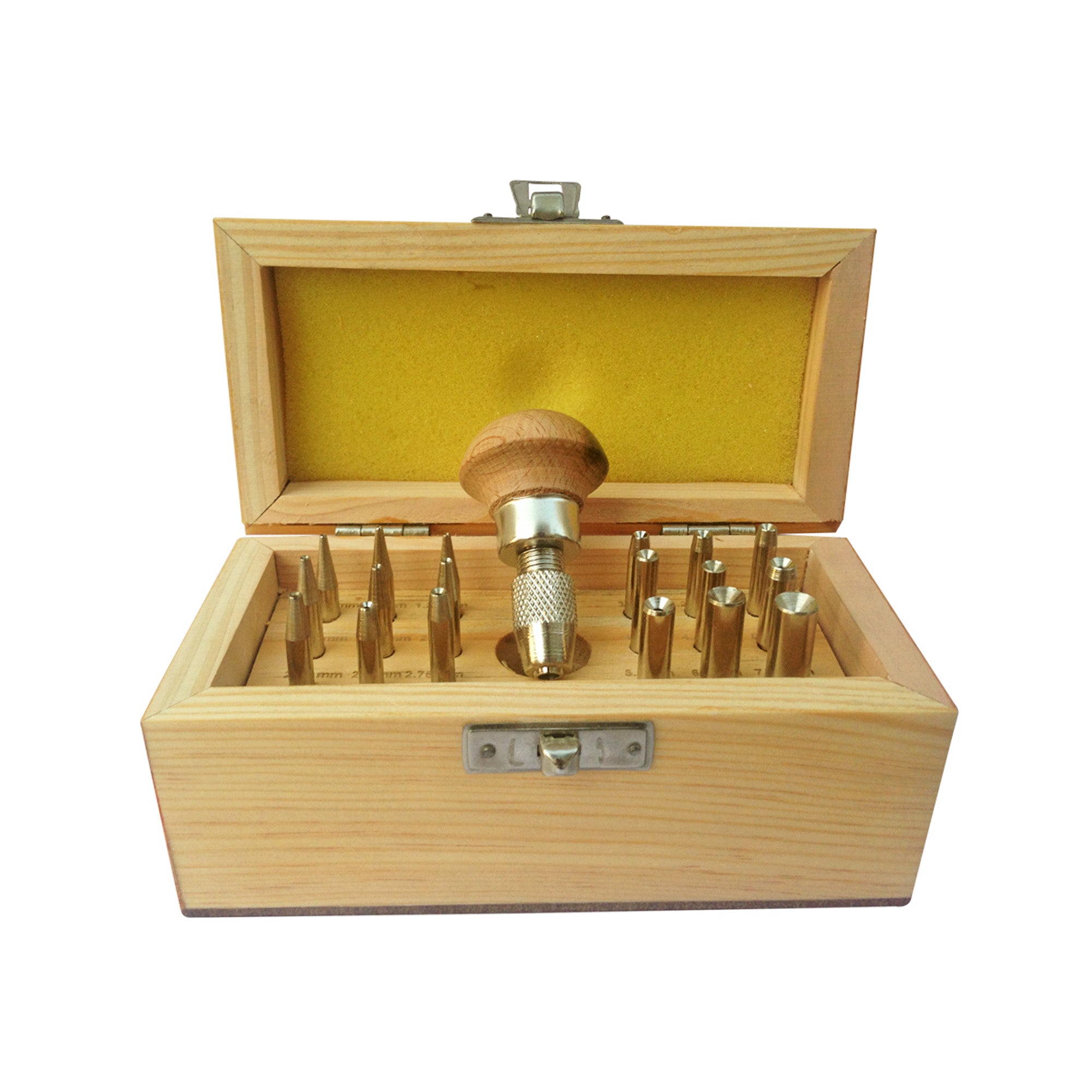 Bezel Setting Tool Punch Set with 18 Punches in Wooden Box Size 0.75mm to 7.75mm