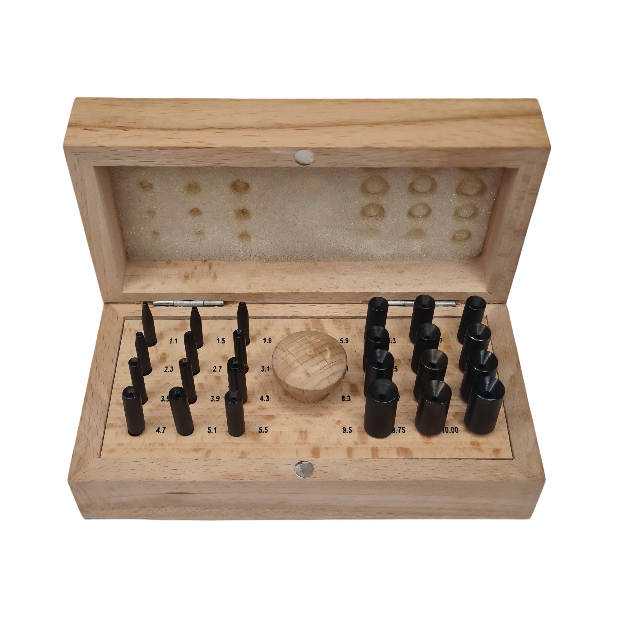 Bezel Setting Tool Punch Set with 24 Punches in Wooden Box Size 1.1 mm to 10 mm
