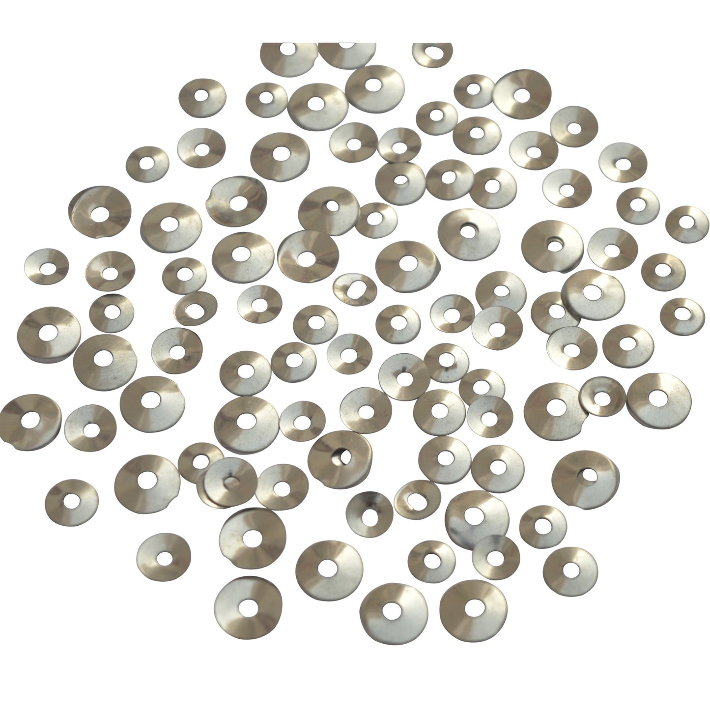 Nickeled Washers Flat with Round Holes for Wall Clock Assorted Pack Of 100 Pcs