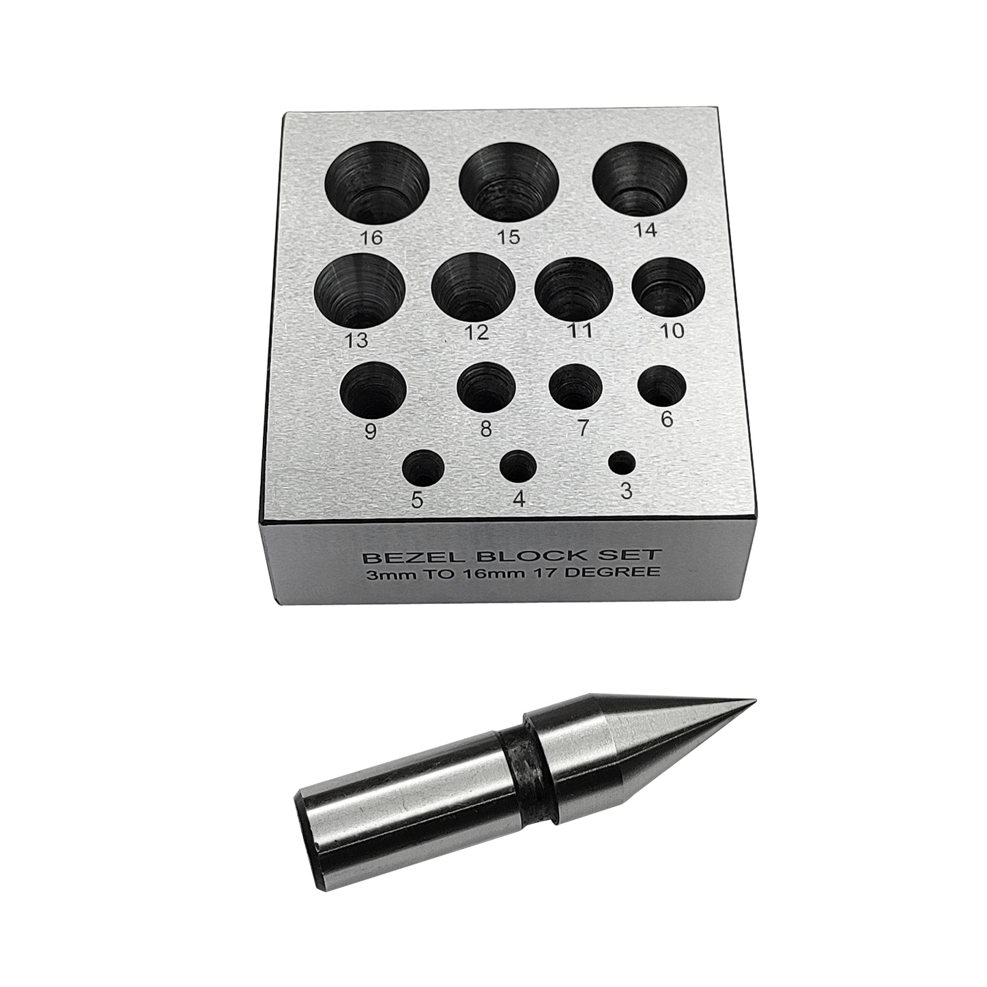 Round Bezel Block and Punch 17 Degree 3-16mm