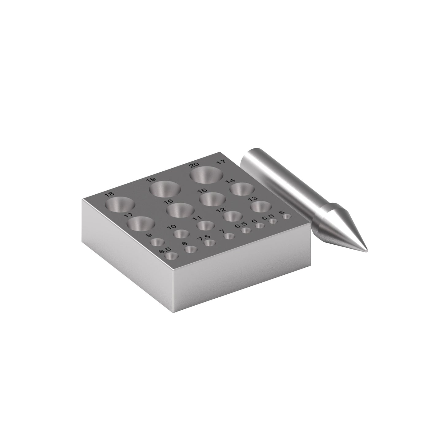 Round Punch Bezel Block Set with Size 5mm-20mm & 17 Degrees with 20 Holes