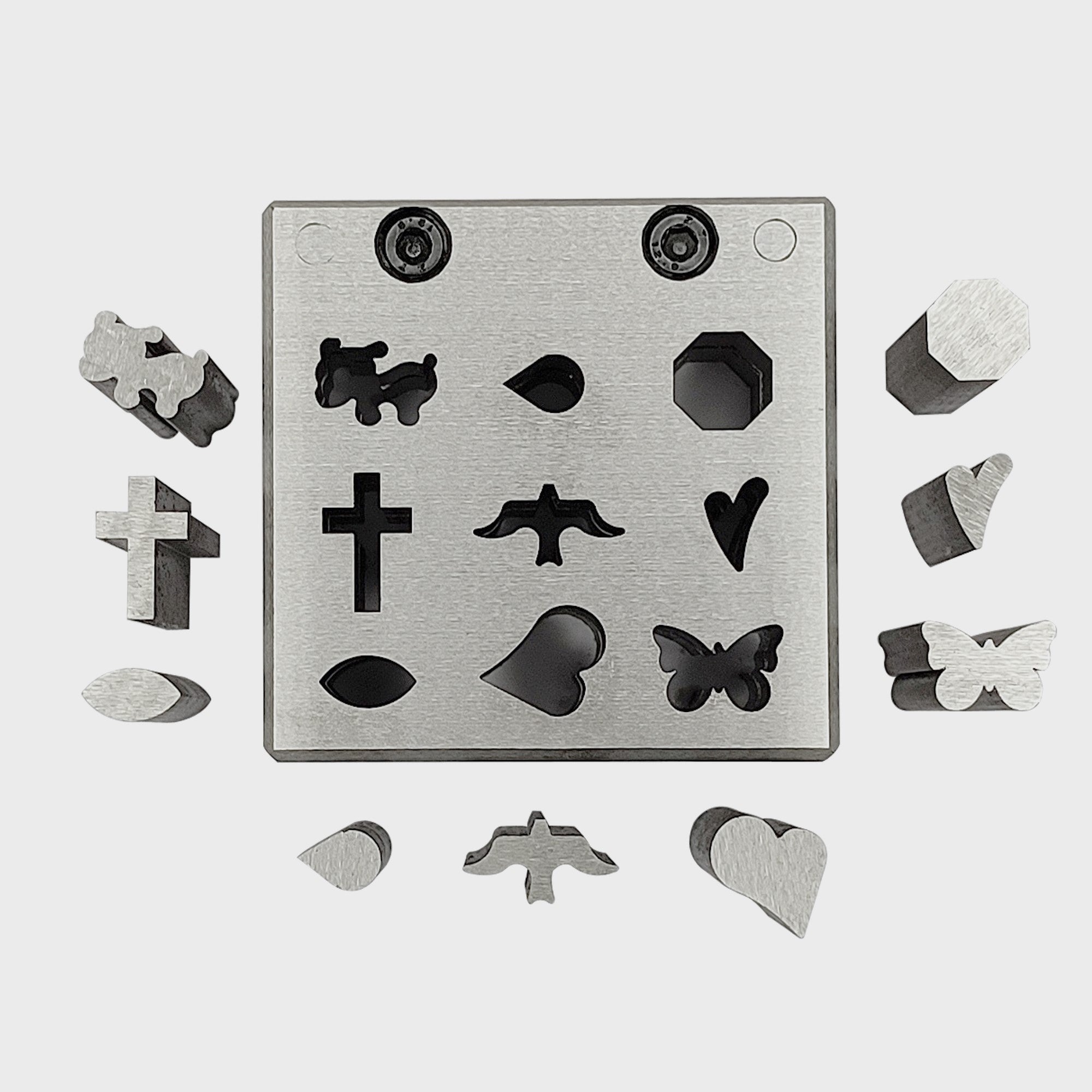 Disc Cutter Unique Multi Shape with 9 Punches - Puppy, Cross, Bird, Butterfly