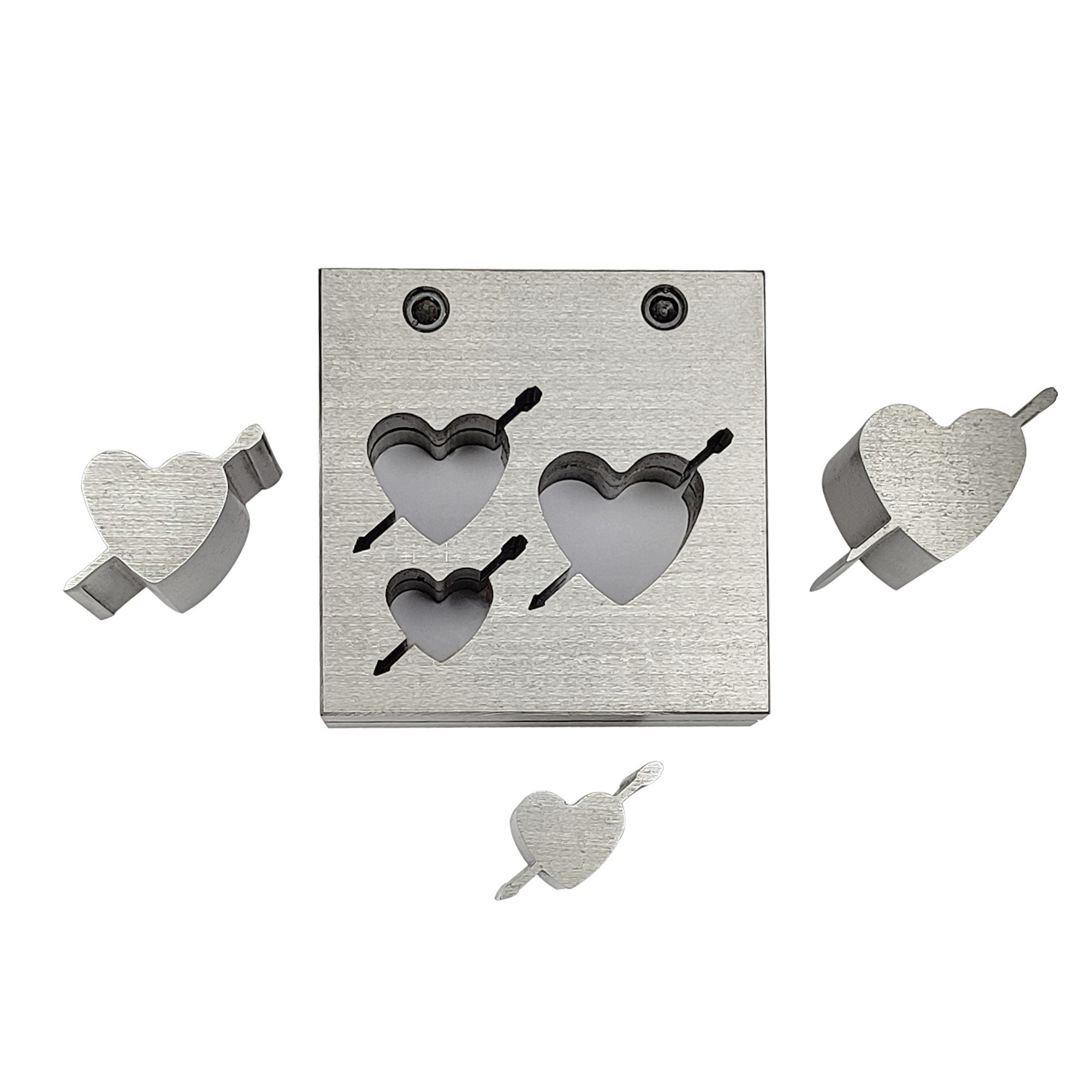 Cupid Heart Shape Disc Cutter with Set of 3 Punches Size 35mm-46mm