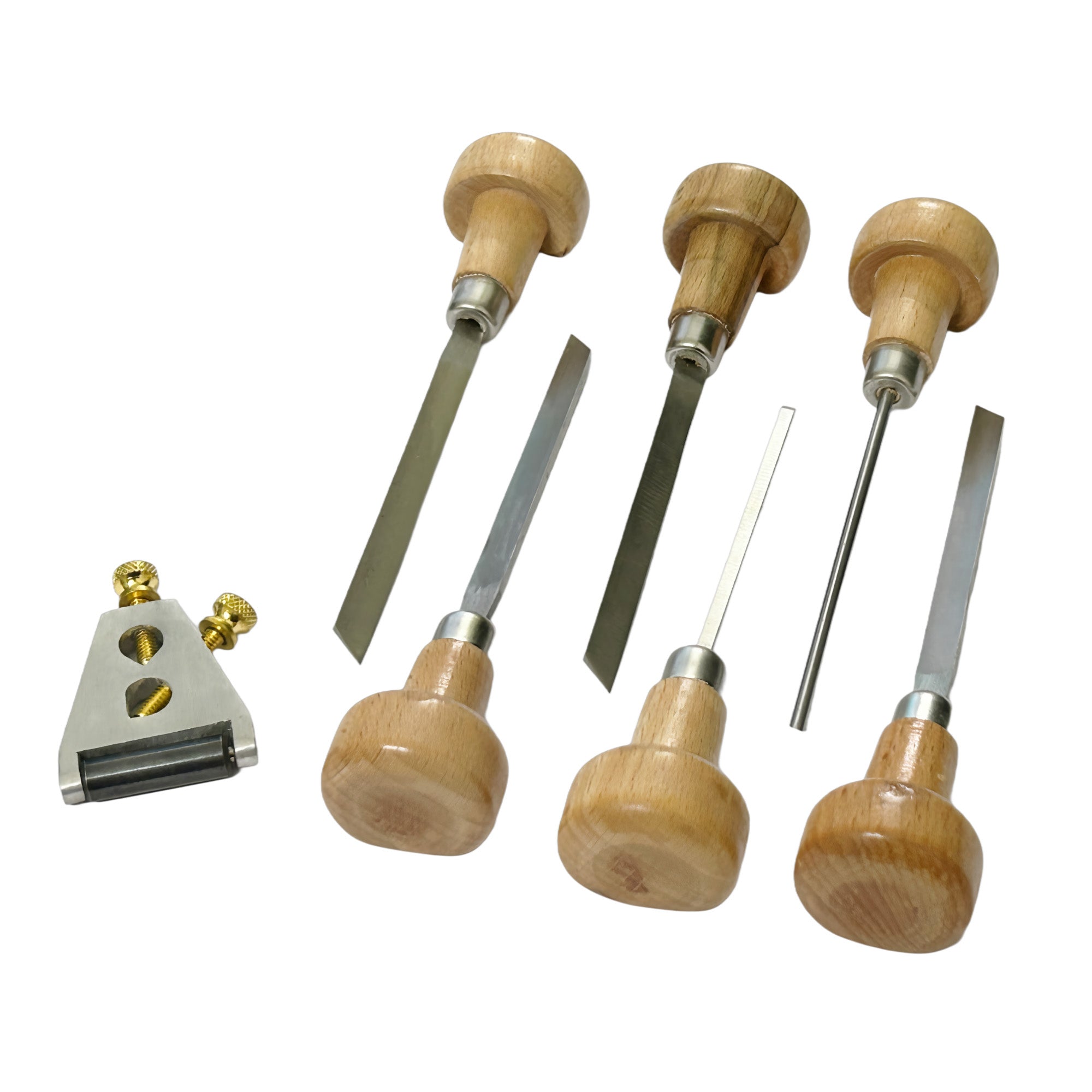 6pcs Engraver Gravers with Wooden Handles Tool Clock & Graver Sharpener Set