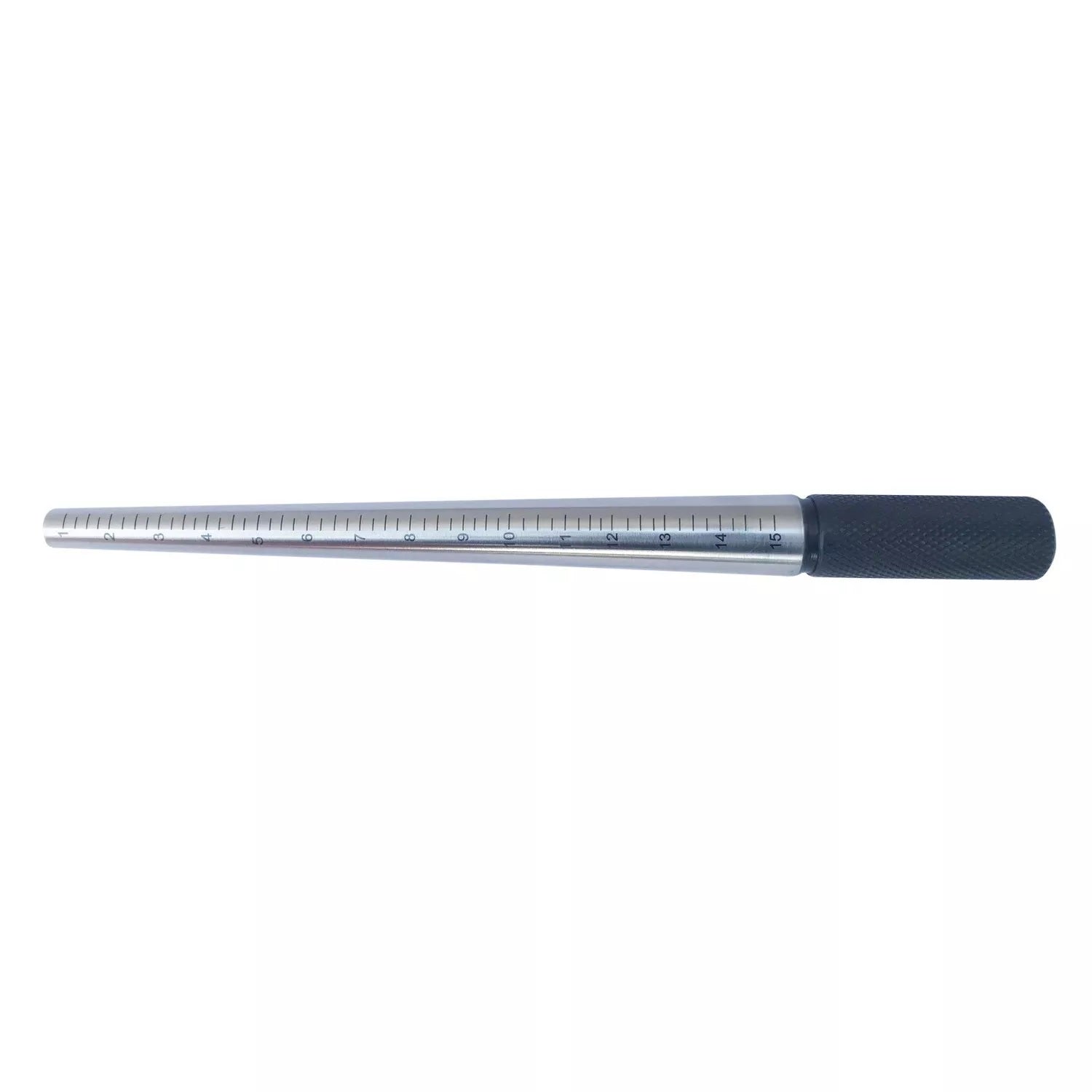 13" Ring Mandrel Steel Grooved 1-16 with Black Knurling Handle - Jewelry Tool