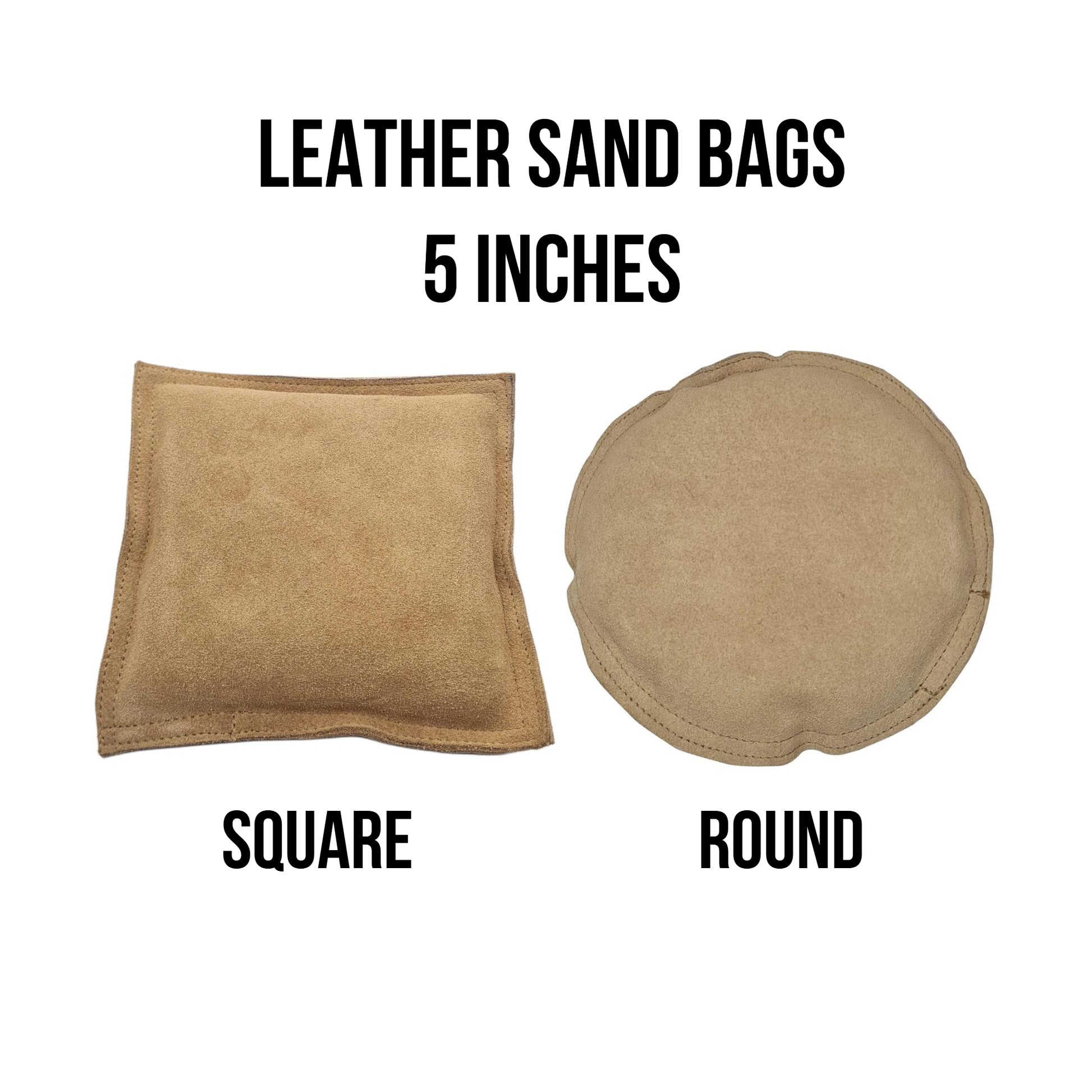 2 Pc 5" Round & Square Leather Sandbags Cushion - Metal Dapping Stamp Hammer