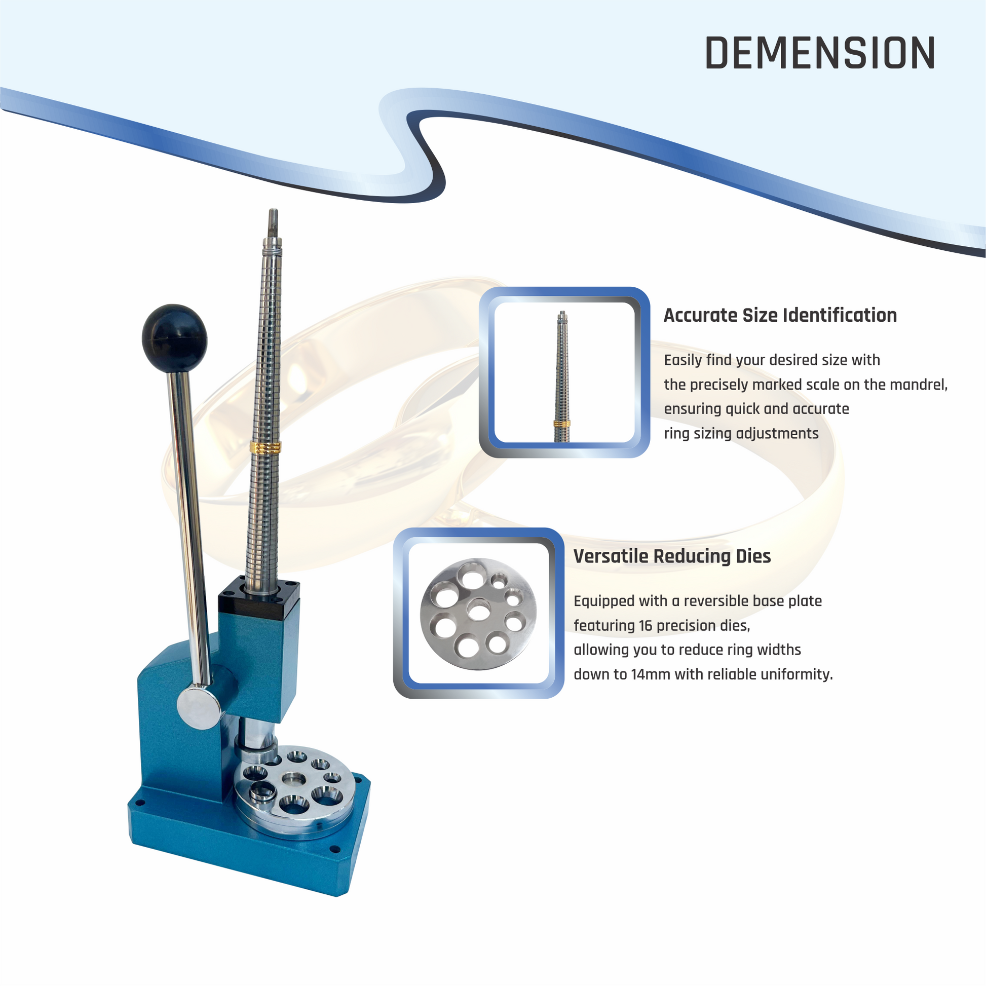Ring Stretcher and Reducer - 4 Spline Mandrel Ring Stretcher Tool,1-15 US STD