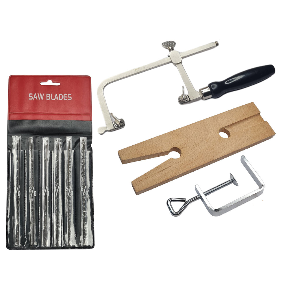 3 in 1 Jeweler's Saw Set Saw Frame 144 Blades Wooden Pin Clamp - Jewelry Tools
