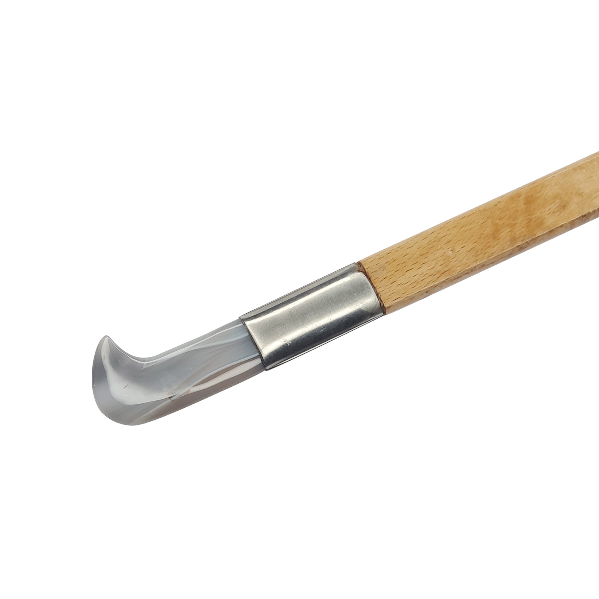 Agate Burnisher with Wooden Handle - Hockey Style #3 - Jewelry Making Tool