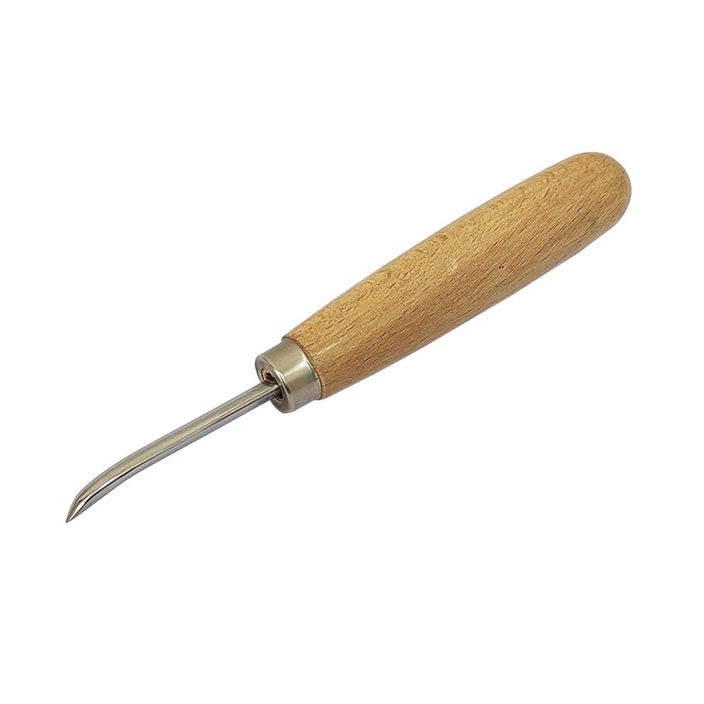 1-1/2" Curved Burnisher with Wooden Handle - Stone Setting Tool