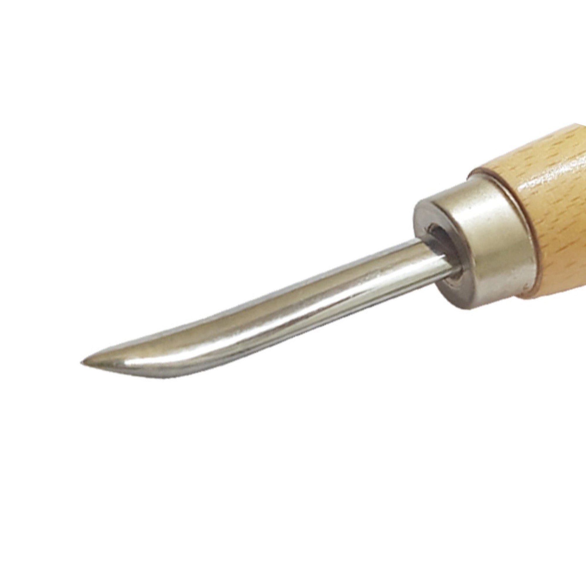 2.5" Curved Burnisher with Wooden Handle - Stone Setting Tool