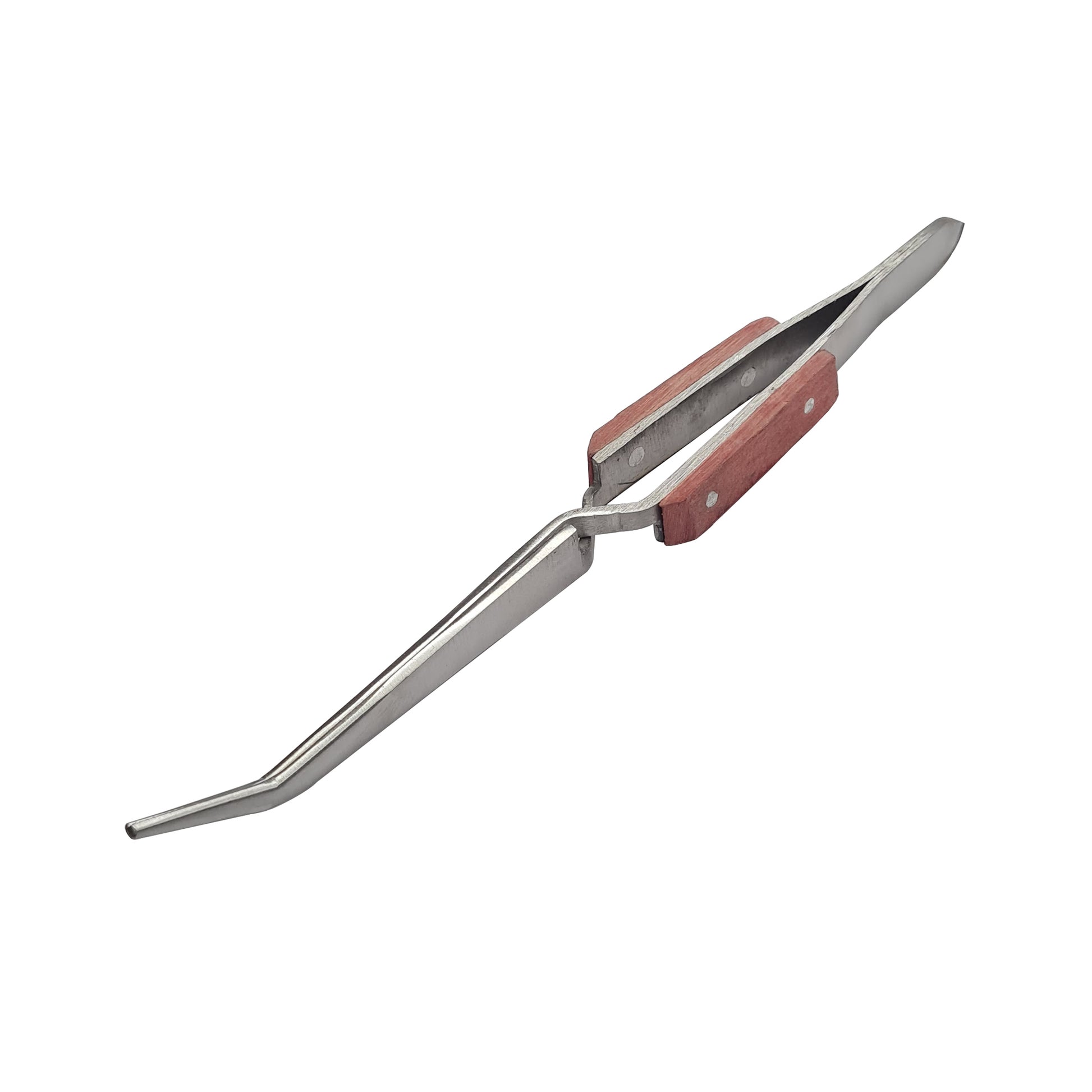 Curved Tip Tweezer 6-1/2" Long with Cross & Self Locking Reverse Action