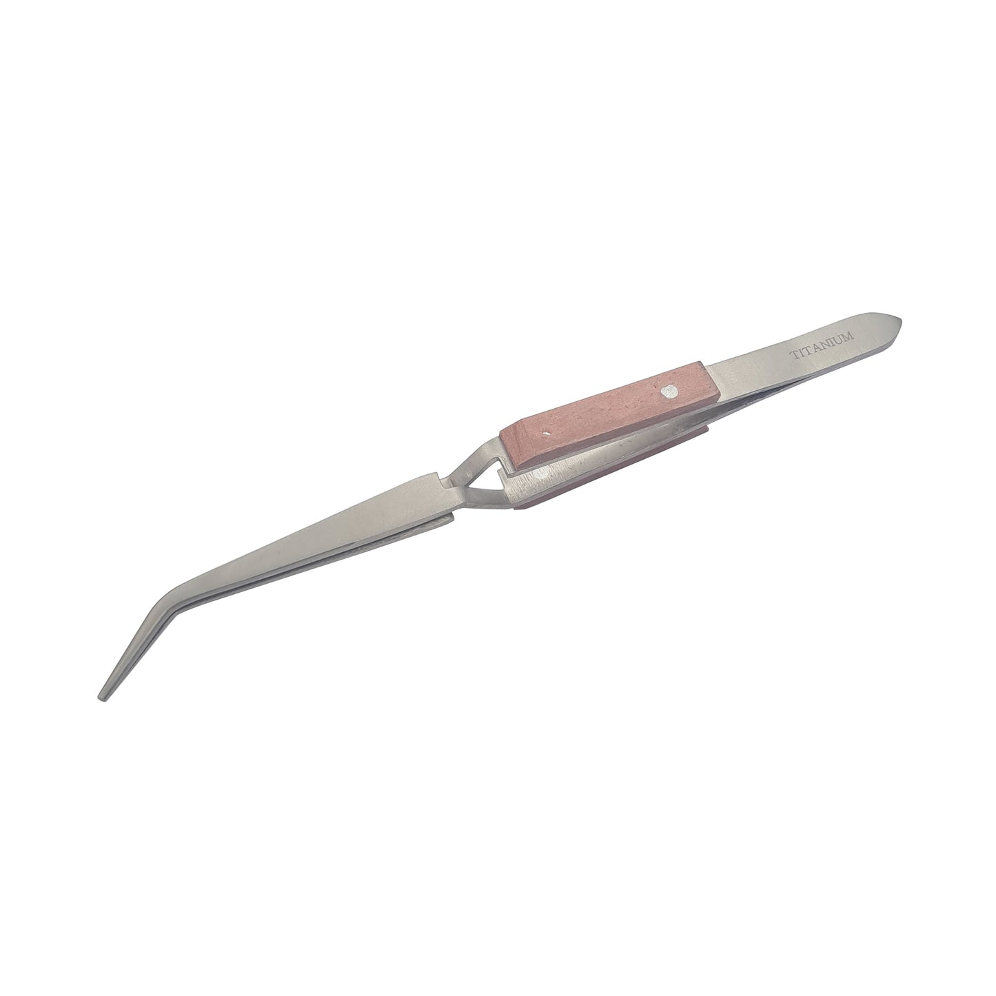 Titanium Curved Tip Tweezer 6-1/2" Long with Cross & Self Locking Reverse Action