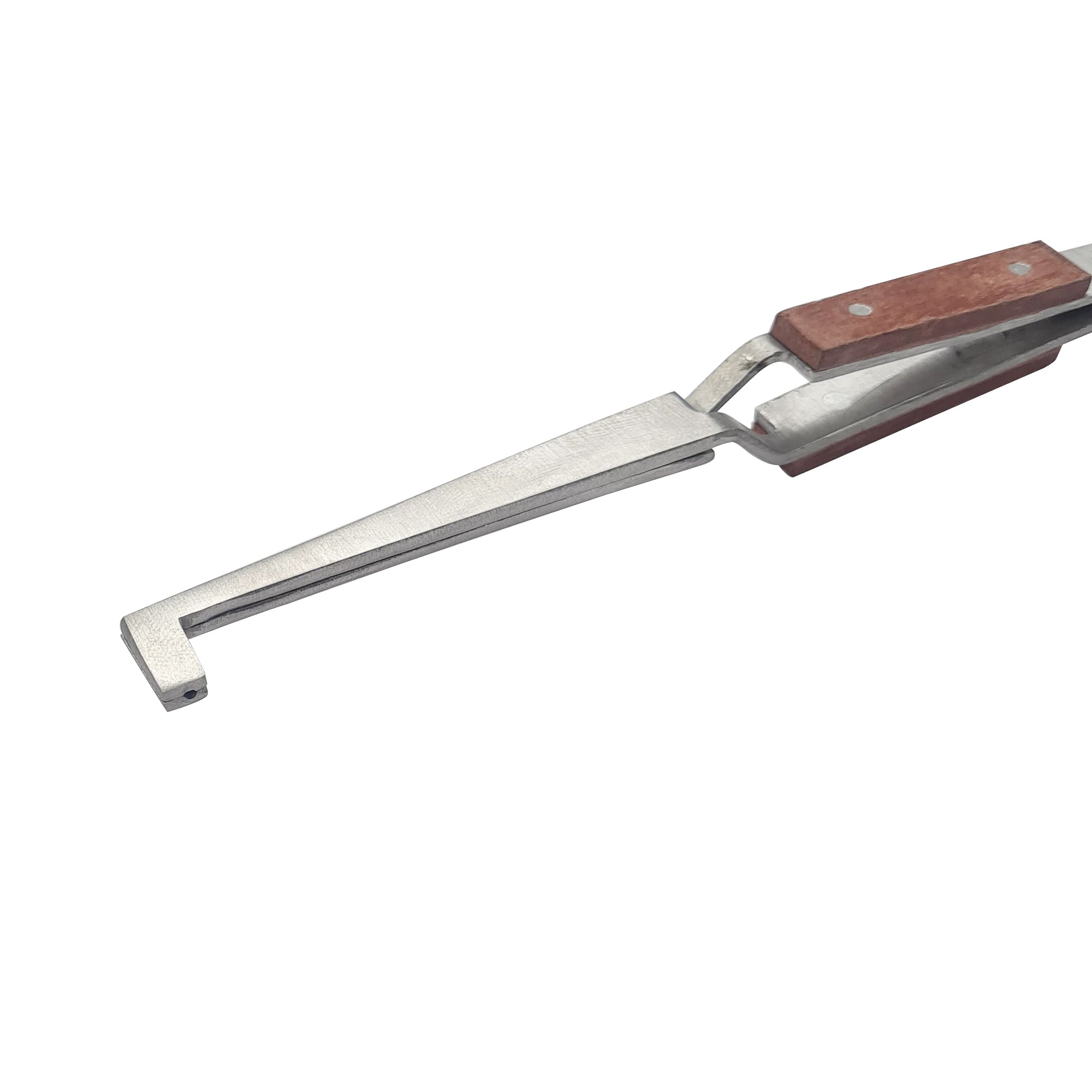 Bent with Hole L - Shape 90° Cross & Self Locking Tweezer with Fiber Grip