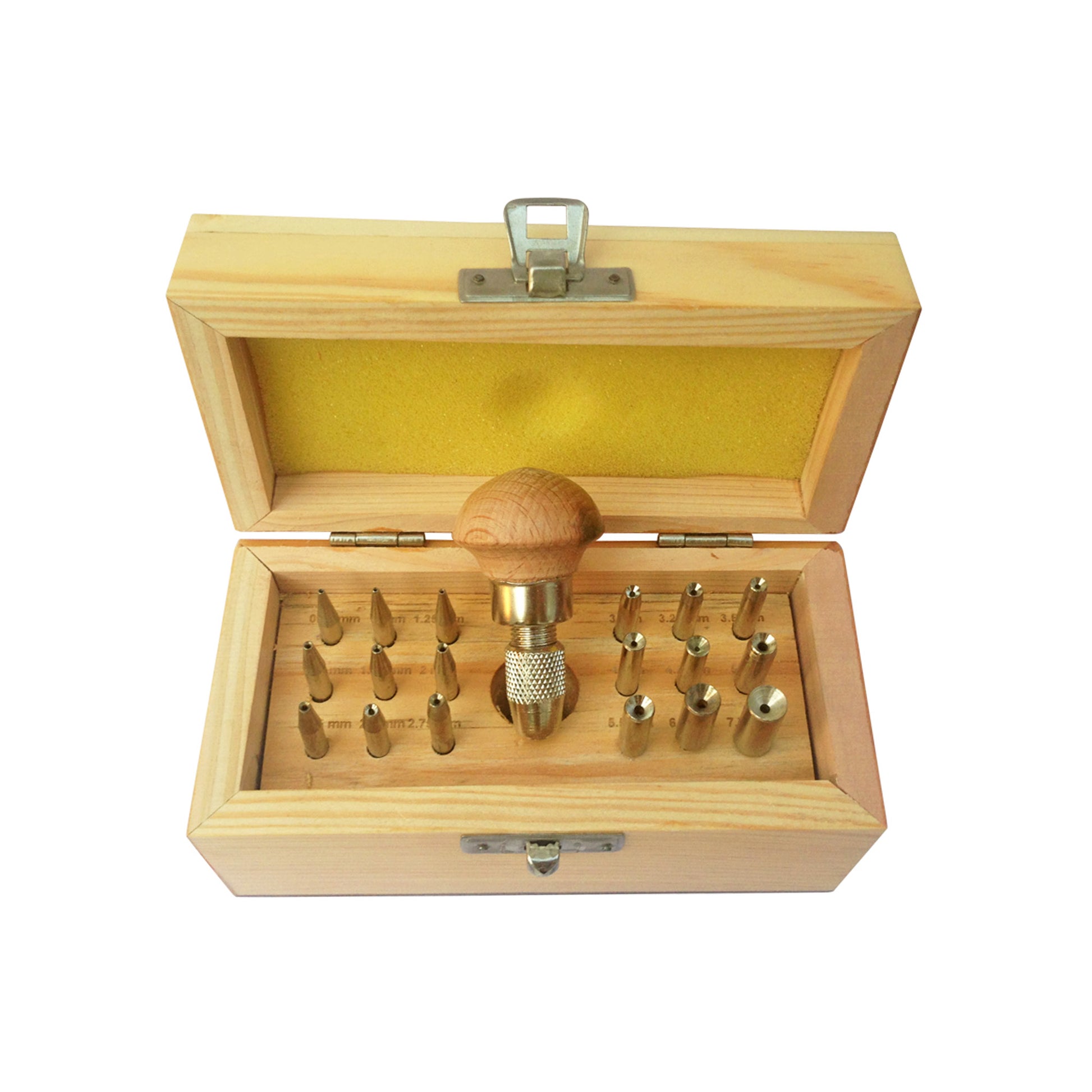 Bezel Setting Tool Punch Set with 18 Punches in Wooden Box Size 0.75mm to 7.75mm