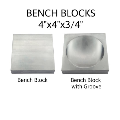 Set of 2 Different Bench Blocks Steel Square 4" x 4" x 3/4" - Metal Forming Tool