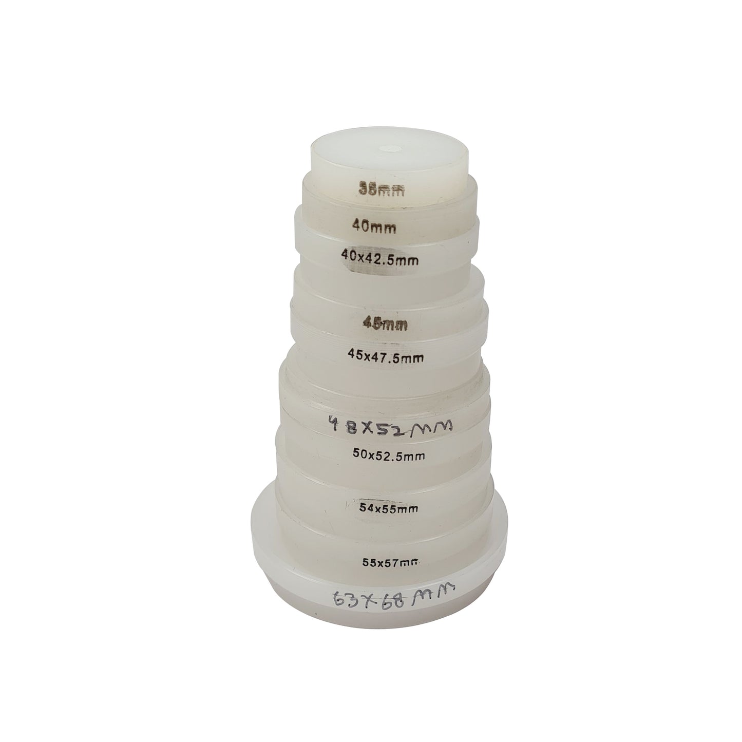 Extra Large Jumbo Nylon Die Set of 10 Pcs Sizes:35mm-70mm For Watch Case Press