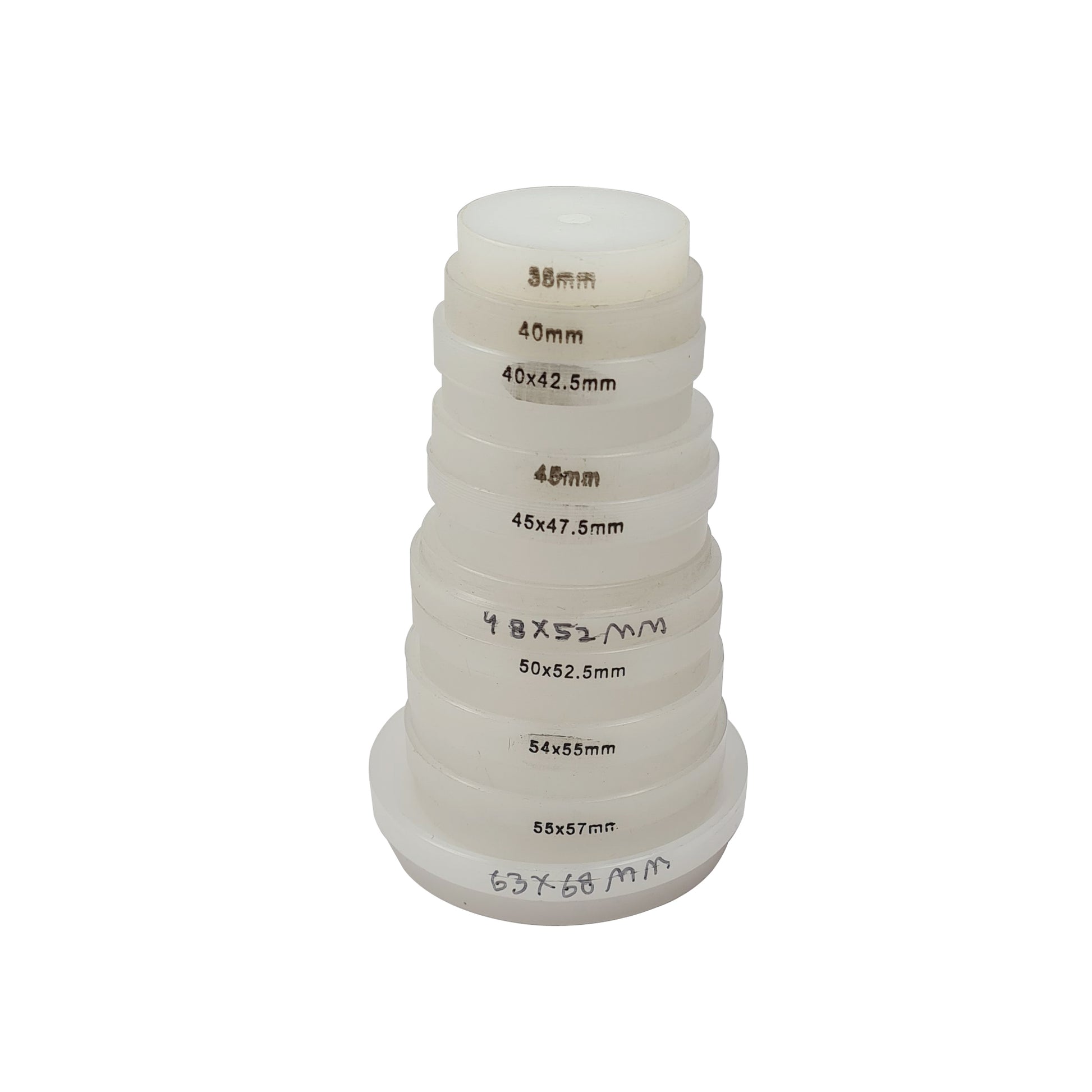 Extra Large Jumbo Nylon Die Set of 10 Pcs Sizes:35mm-70mm For Watch Case Press