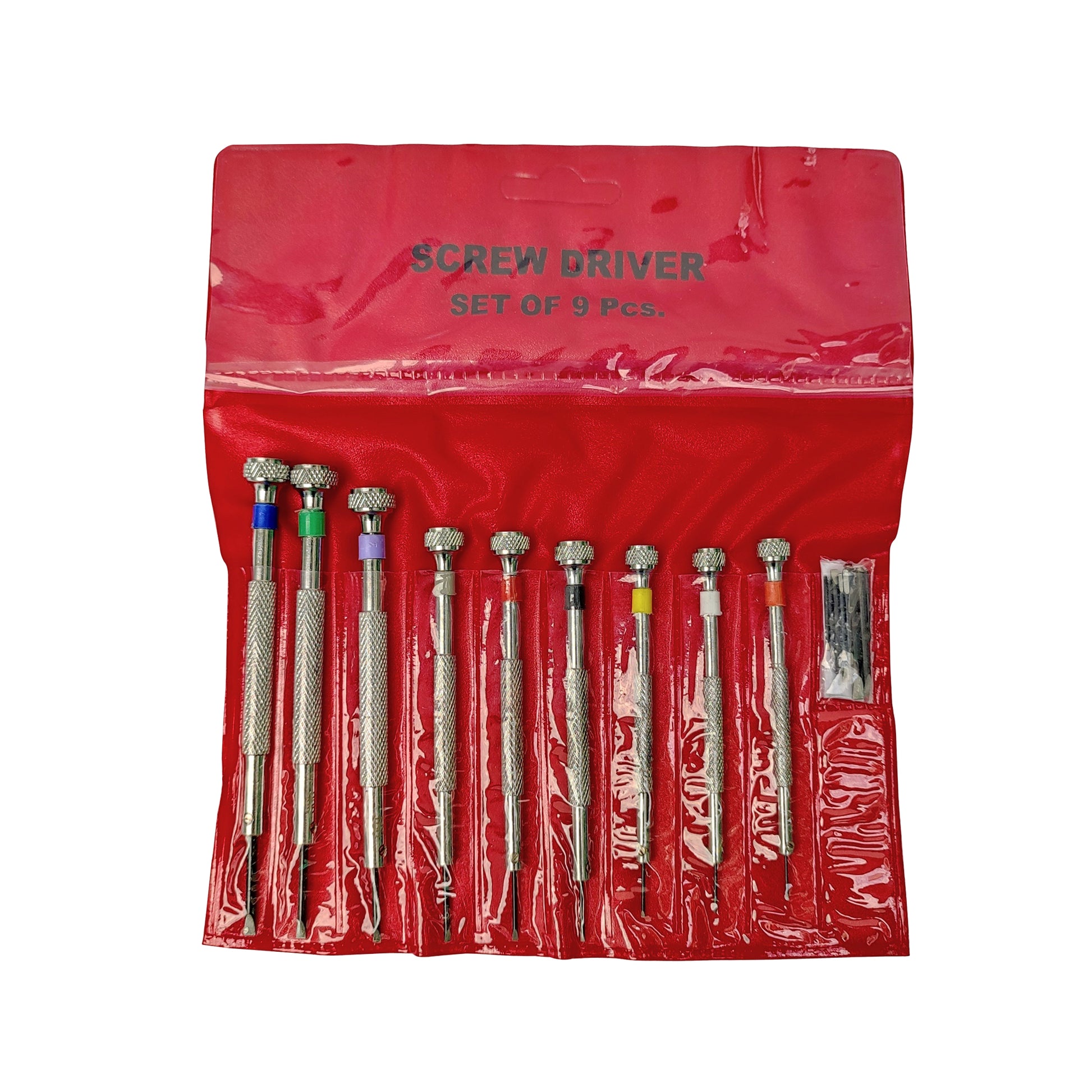 9 Piece Screwdriver Set with Spare Blades Packed in Pouch watchmaker , watch tool