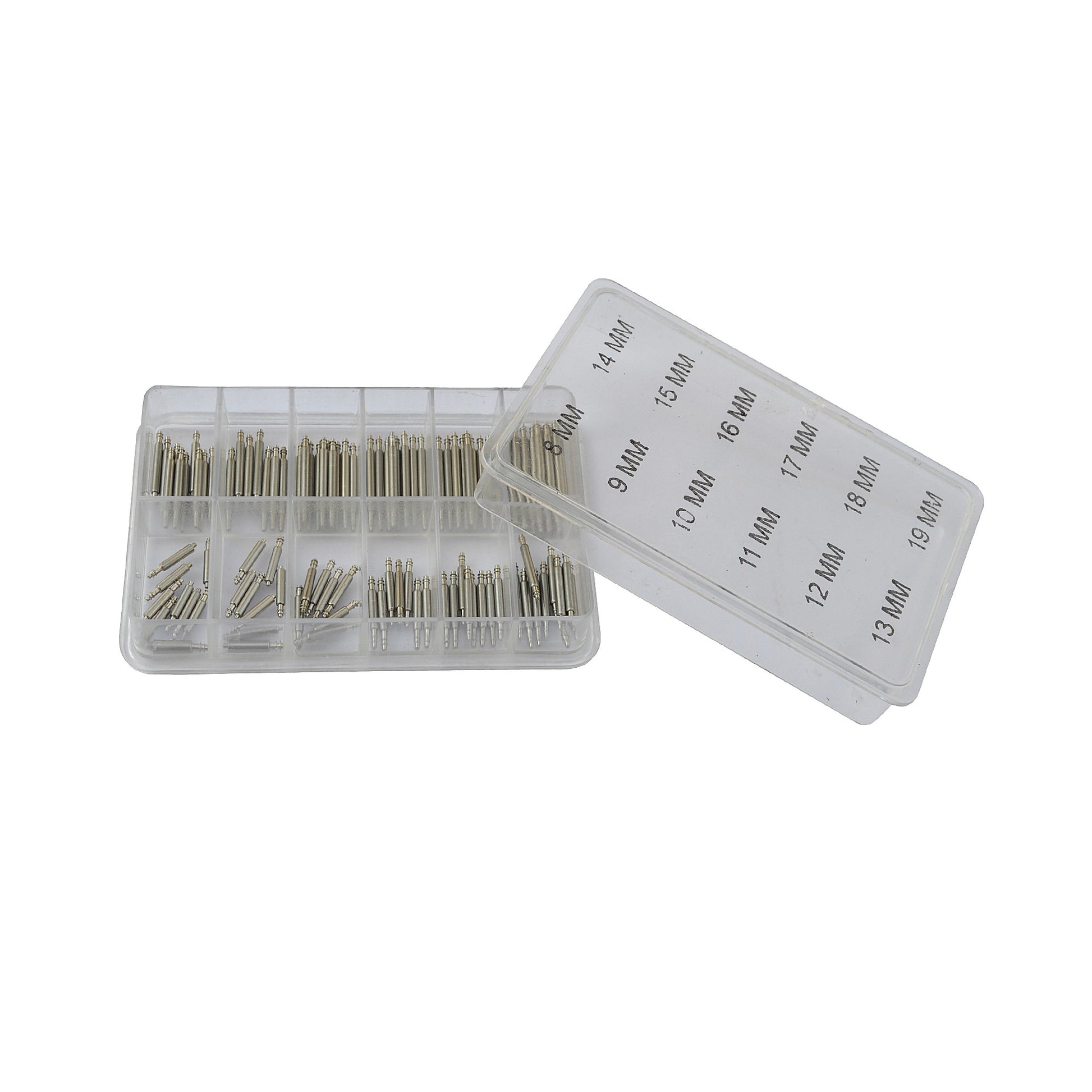 Spring Bars Assortment 100Pcs Tray for Watch Straps Bands Size:8mm-19mm