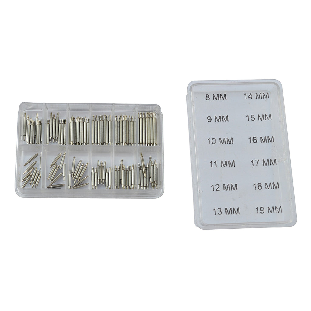 Spring Bars Assortment 100Pcs Tray for Watch Straps Bands Size:8mm-19mm