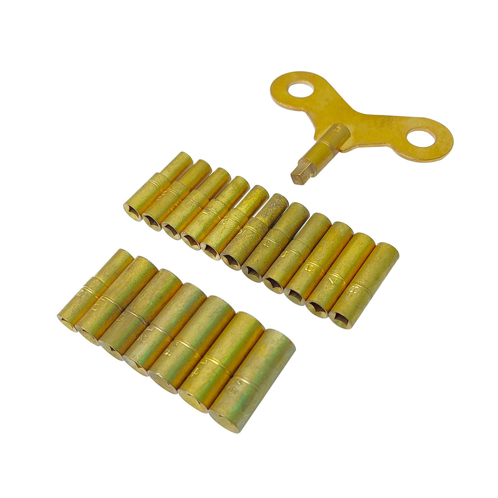 19 Piece Clock Winding Key Set - All Clock Key brass Set No. 000 to 15 Universal