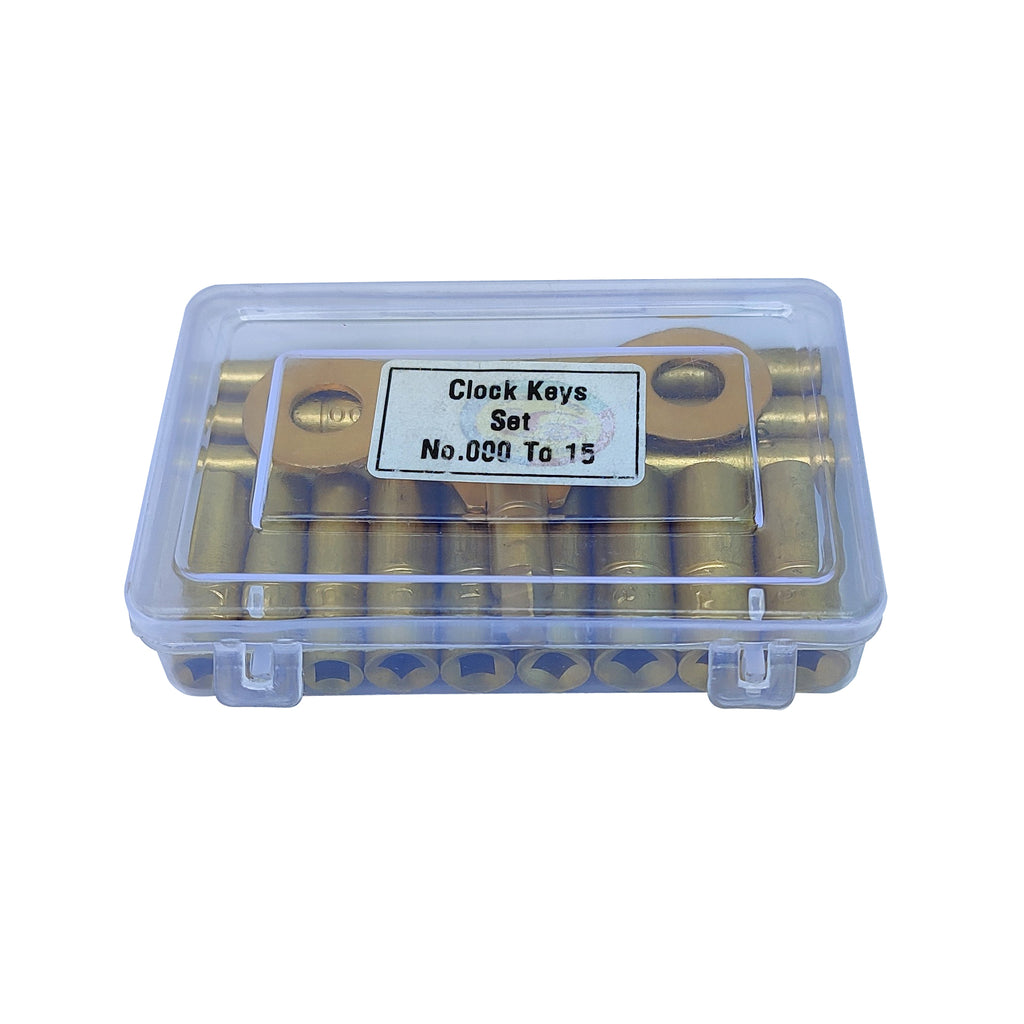 19 Piece Clock Winding Key Set - All Clock Key brass Set No. 000 to 15 Universal