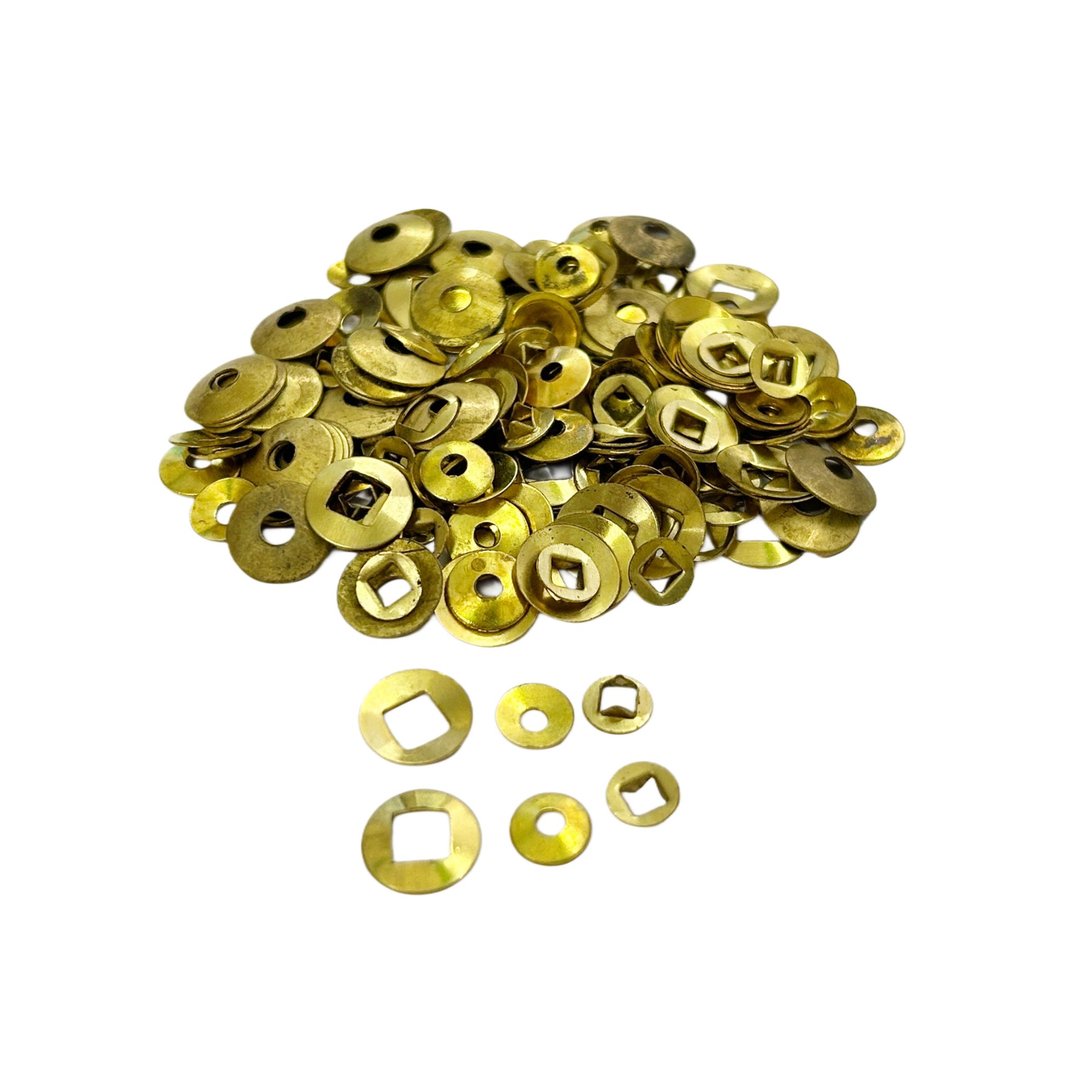 Brass Hand Washers with Square & Round Holes for Wall Clock Pack Of 100 Pcs