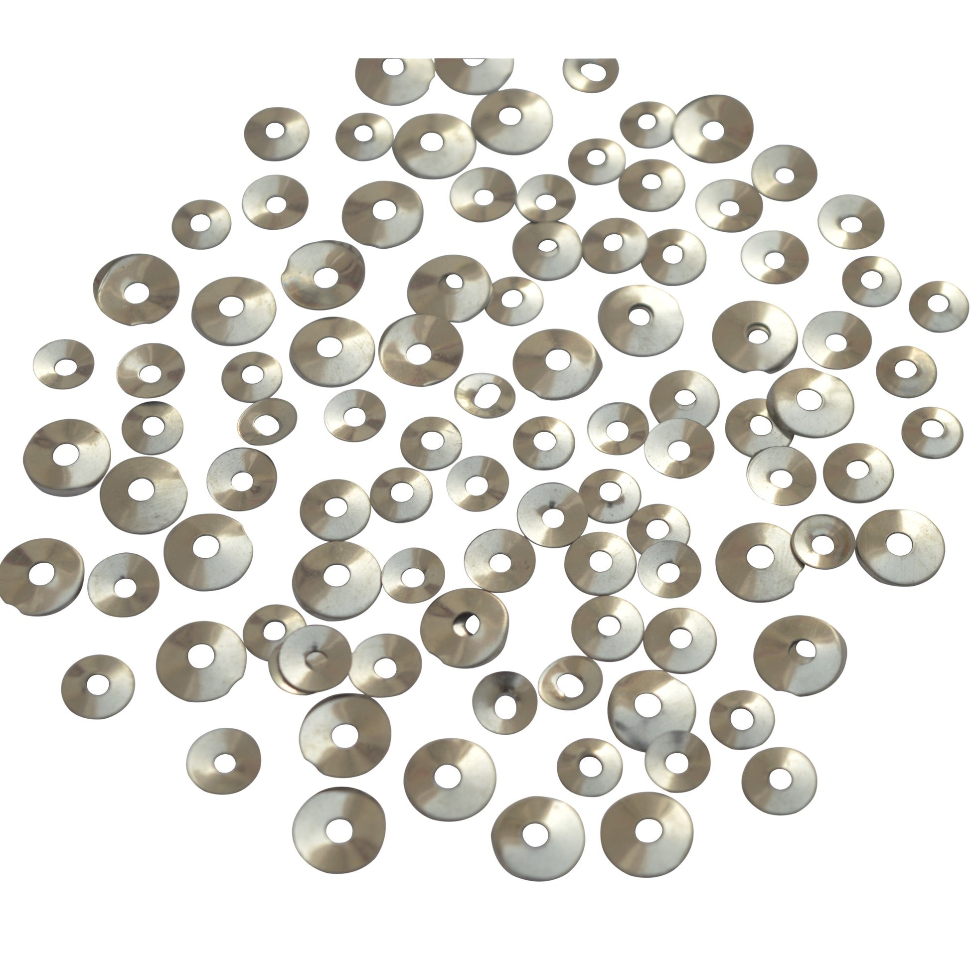 Nickeled Washers Flat with Round Holes for Wall Clock Assorted Pack Of 100 Pcs