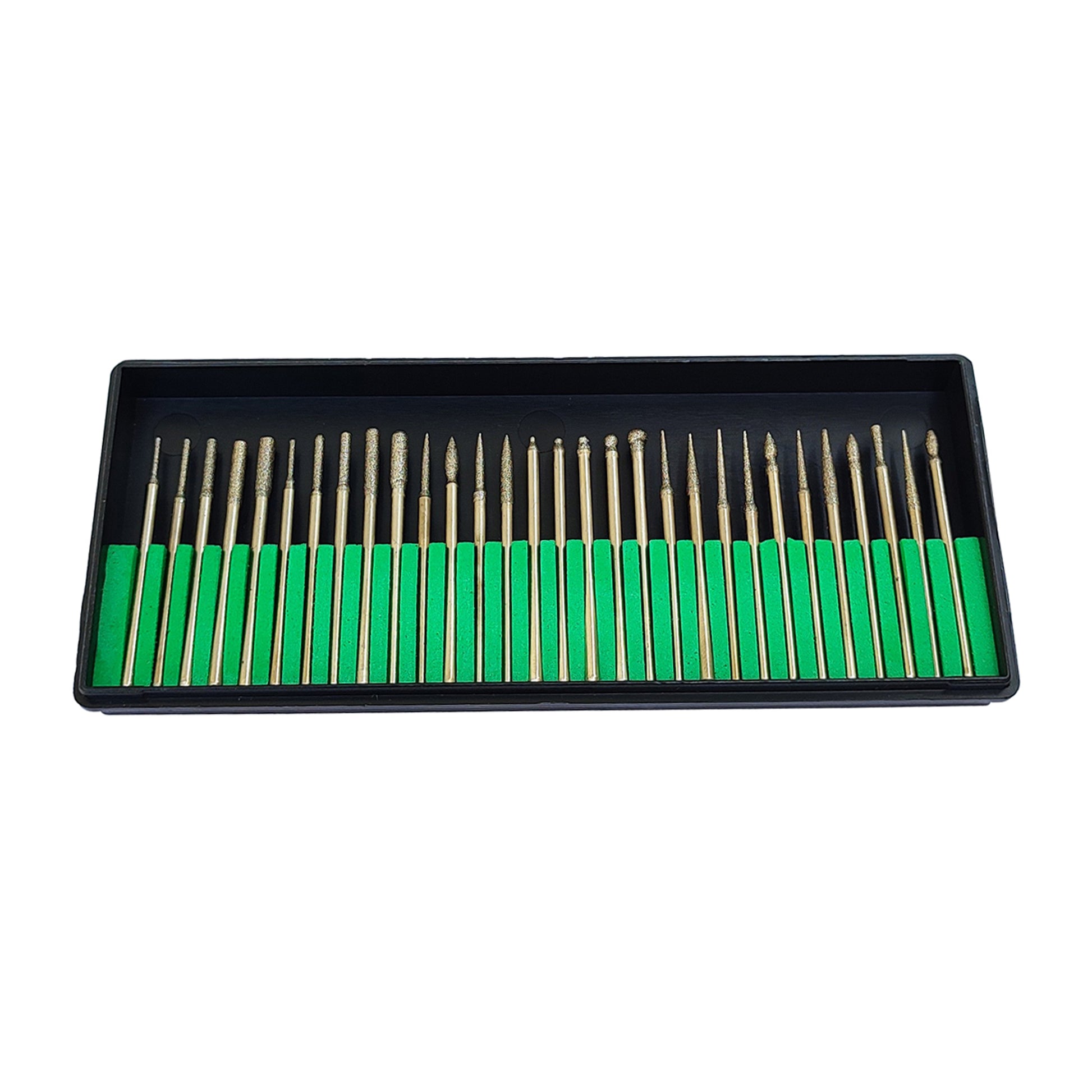 30pcs Grit Diamond Bur Bits Drill Nail For Engraving Rotary Kits Shank 3/32"