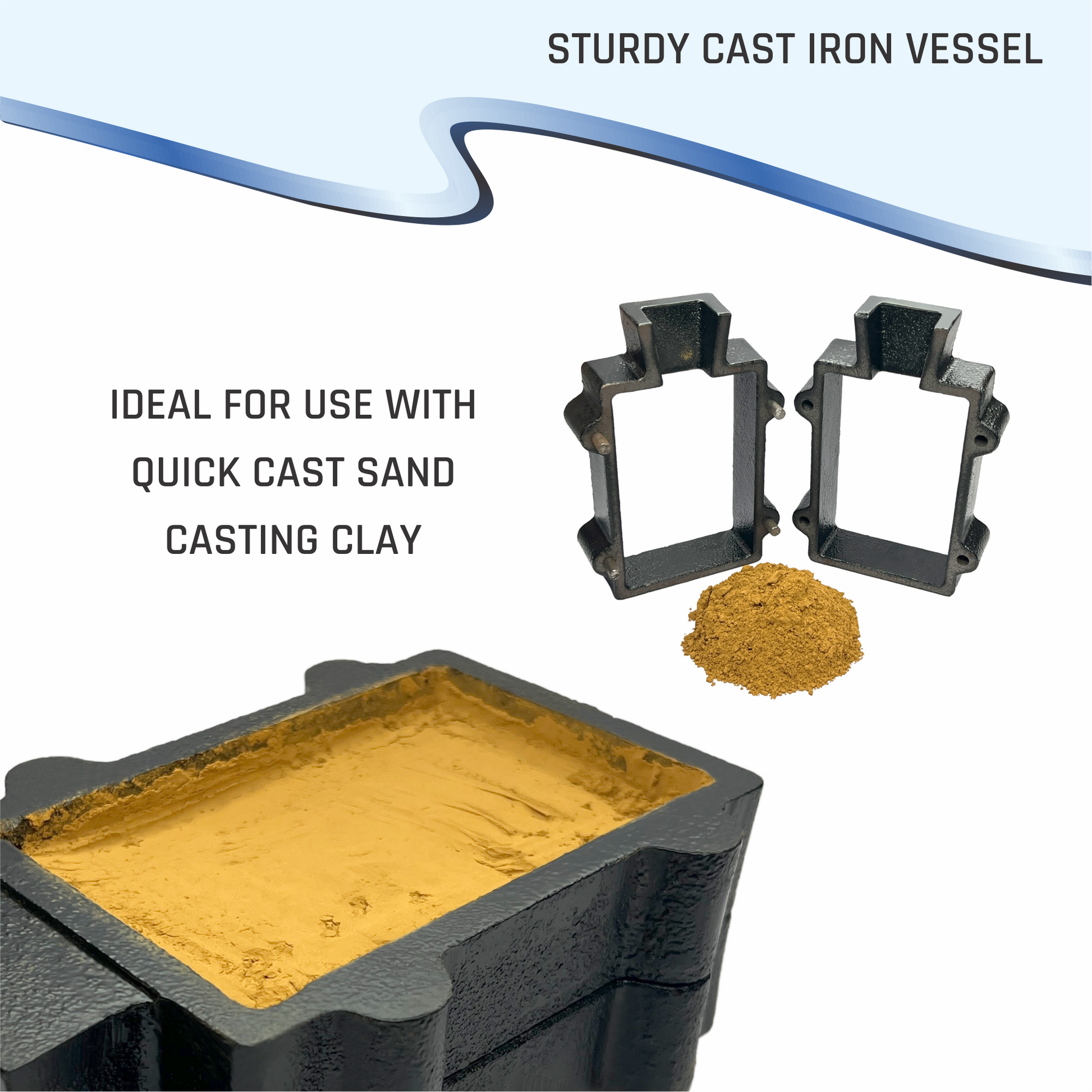 Cast Iron 2-Part Flask Mold for Sand Casting Jewelry Making Tool - Cast Iron