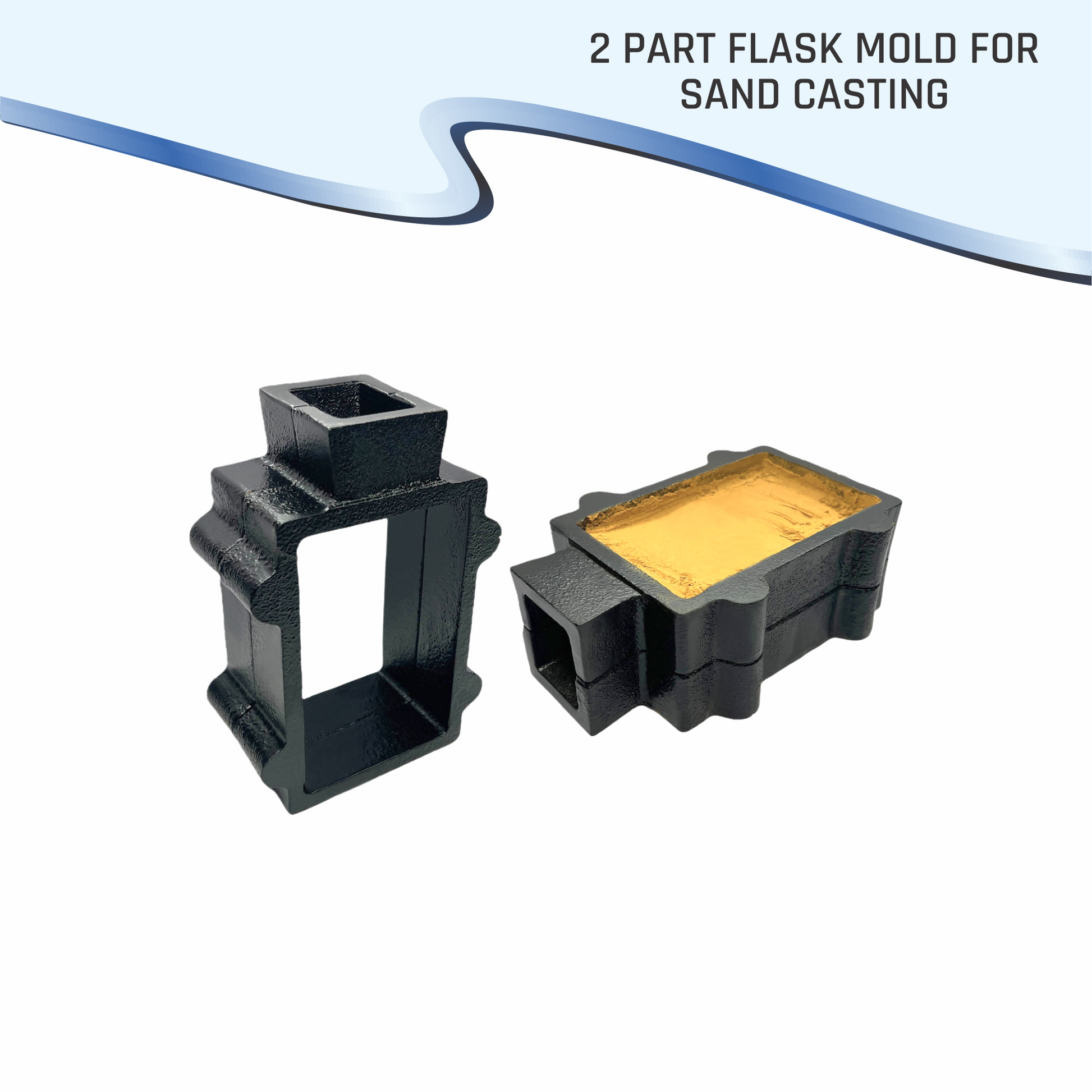 Cast Iron 2-Part Flask Mold for Sand Casting Jewelry Making Tool - Cast Iron