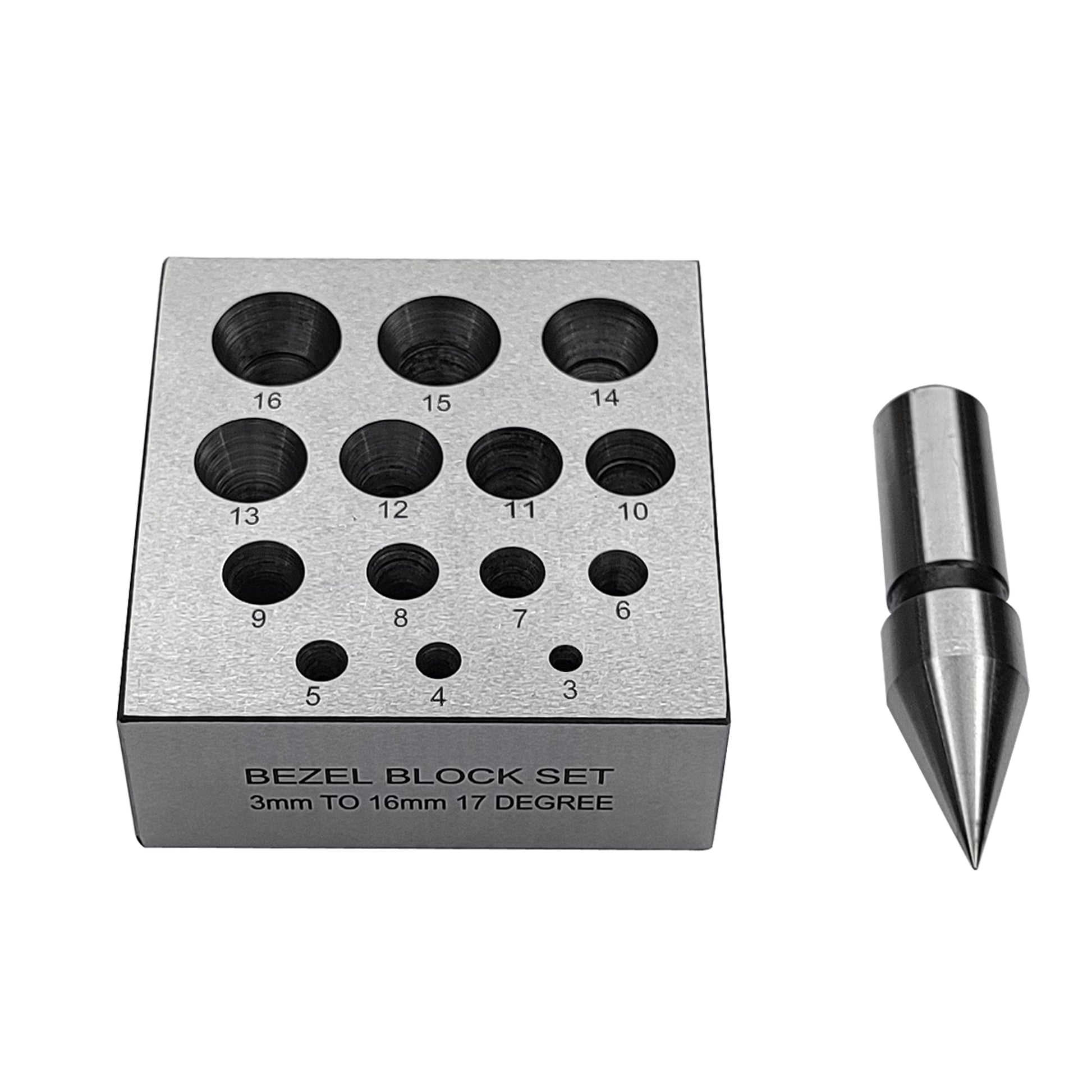 Round Bezel Block and Punch 17 Degree 3-16mm