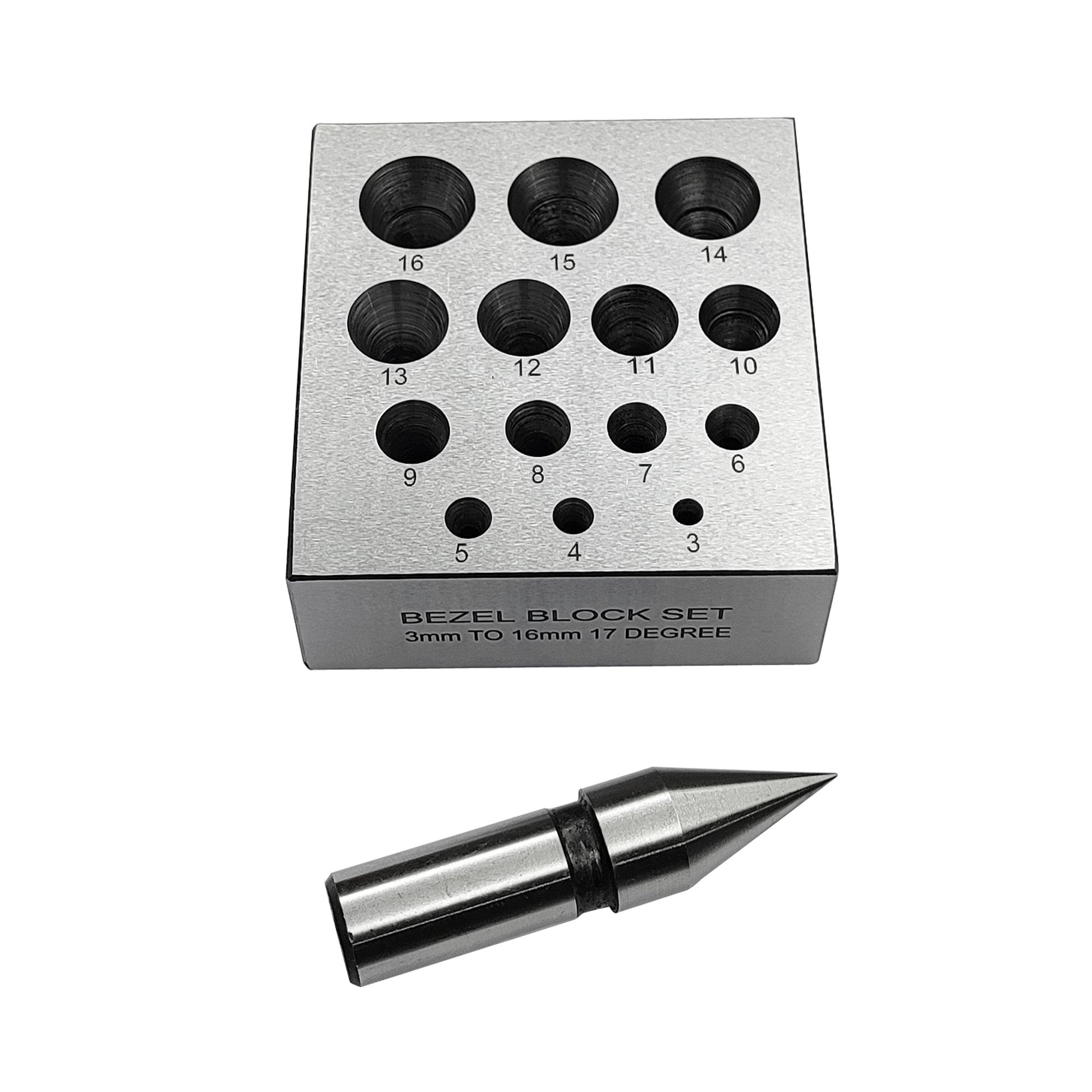 Round Bezel Block and Punch 17 Degree 3-16mm