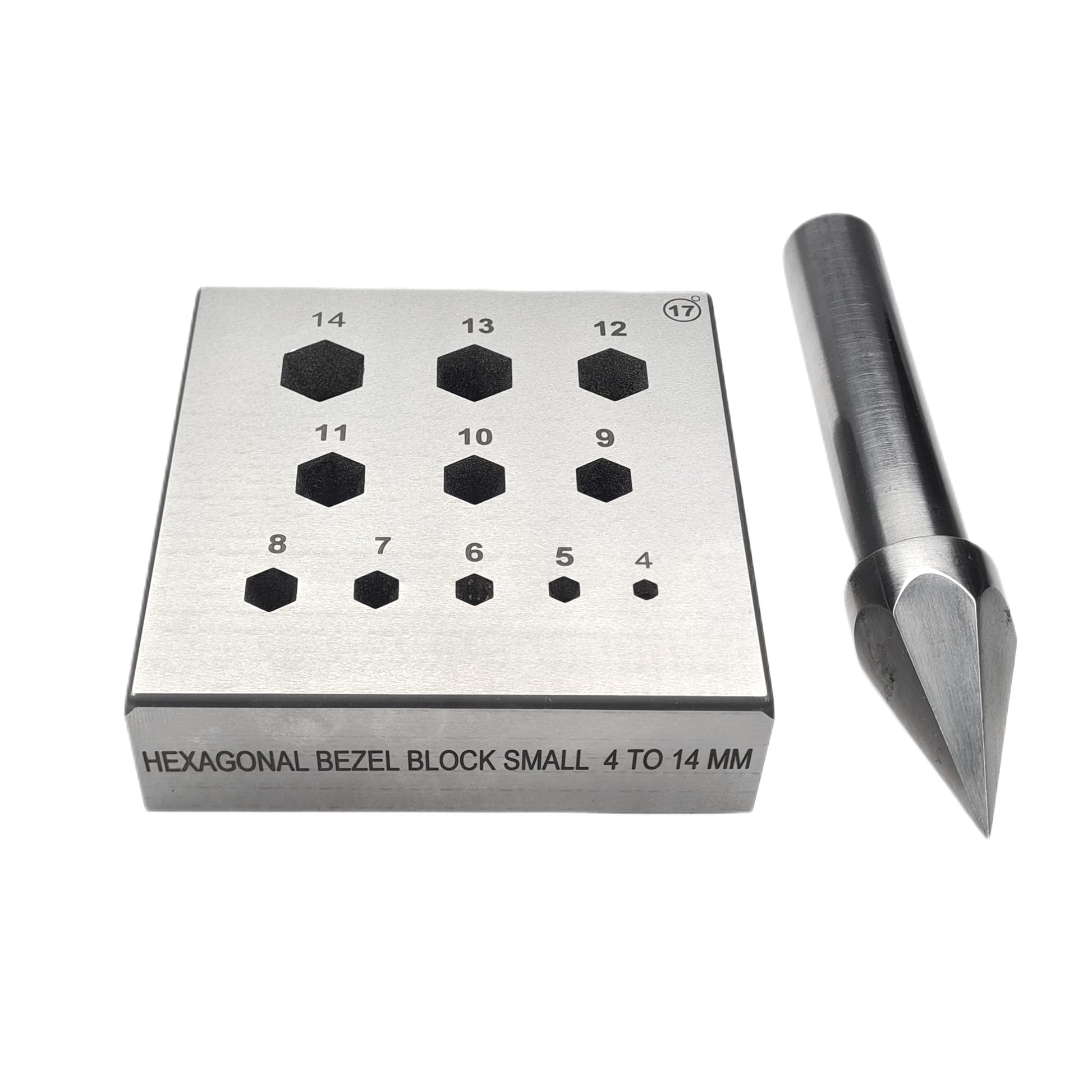 Hexagonal Punch Bezel Block Set 17 Degree w/ Size 4mm-14mm-Metal Forming Jewelry