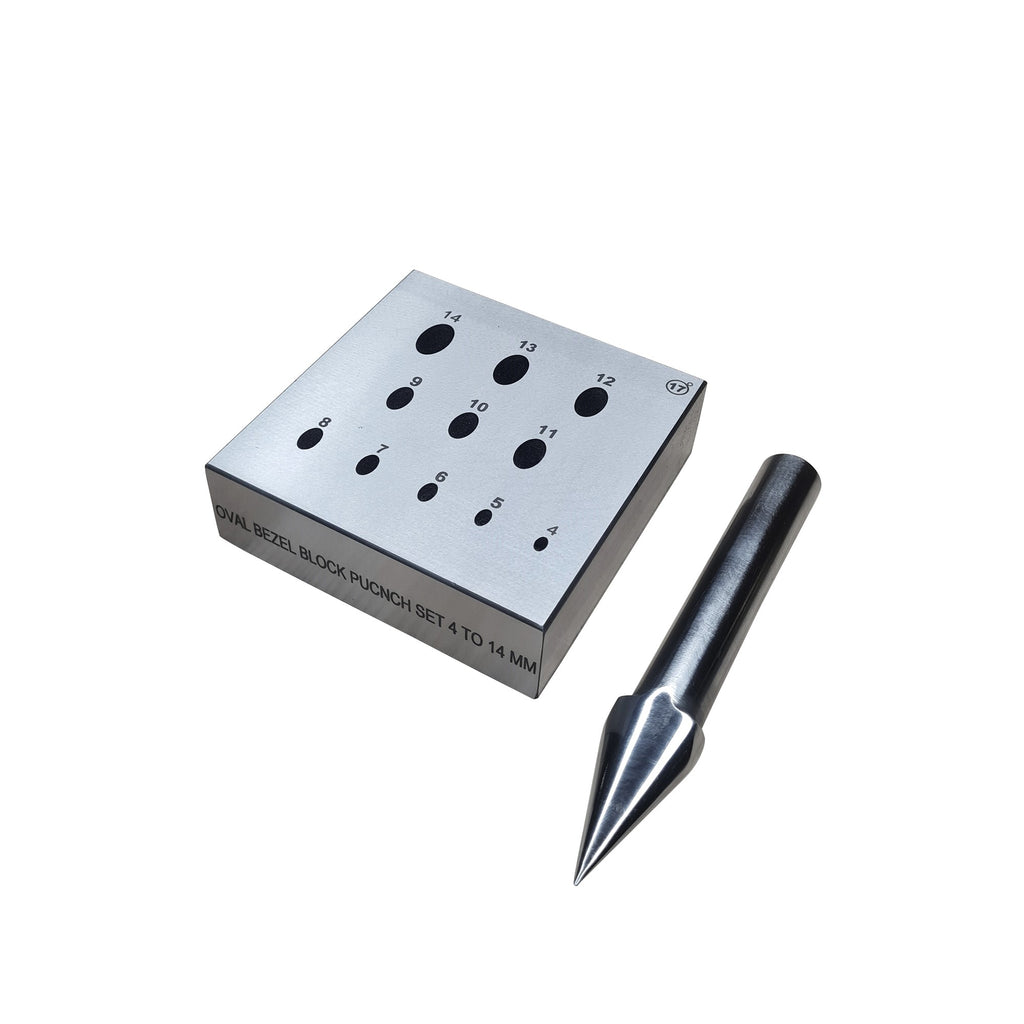 Oval Punch Bezel Block Set 17 Degree with Size 4mm-14mm - Metal Forming Jewelry