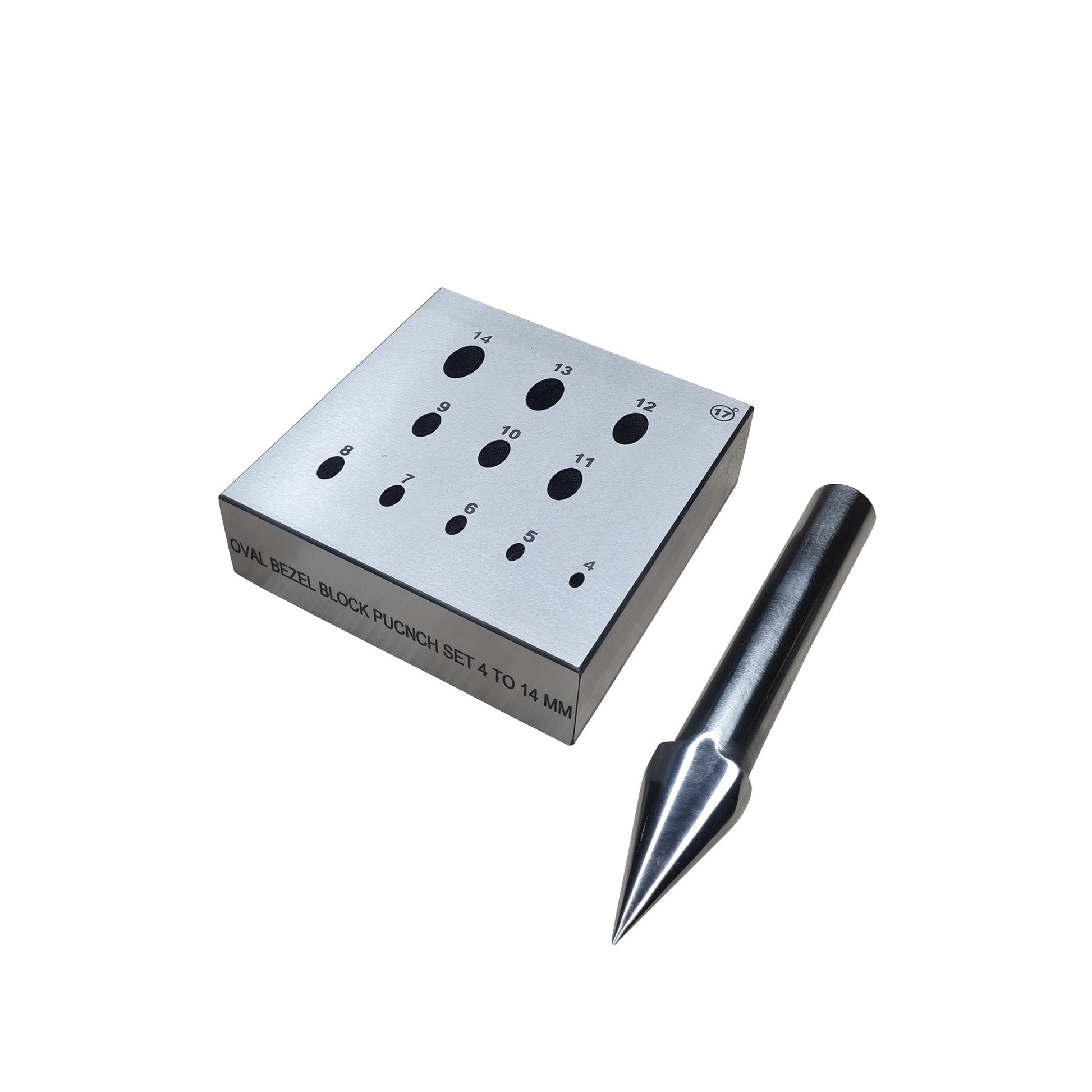 Oval Punch Bezel Block Set 17 Degree with Size 4mm-14mm - Metal Forming Jewelry