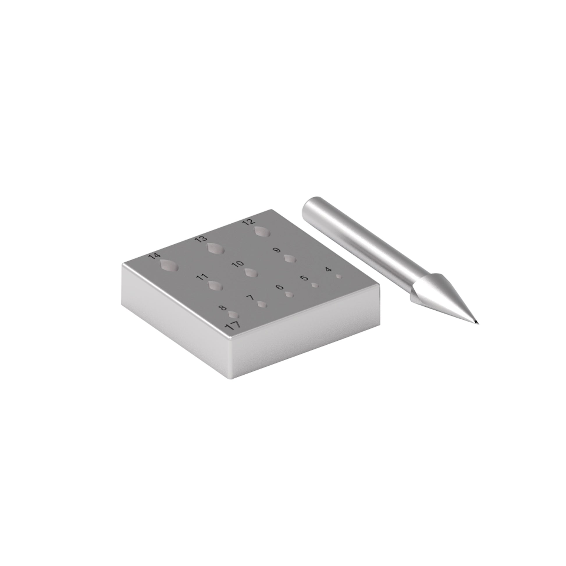 Oval Narrow Bezel Forming Block Set with 17 Degree Punch 4mm to 14mm