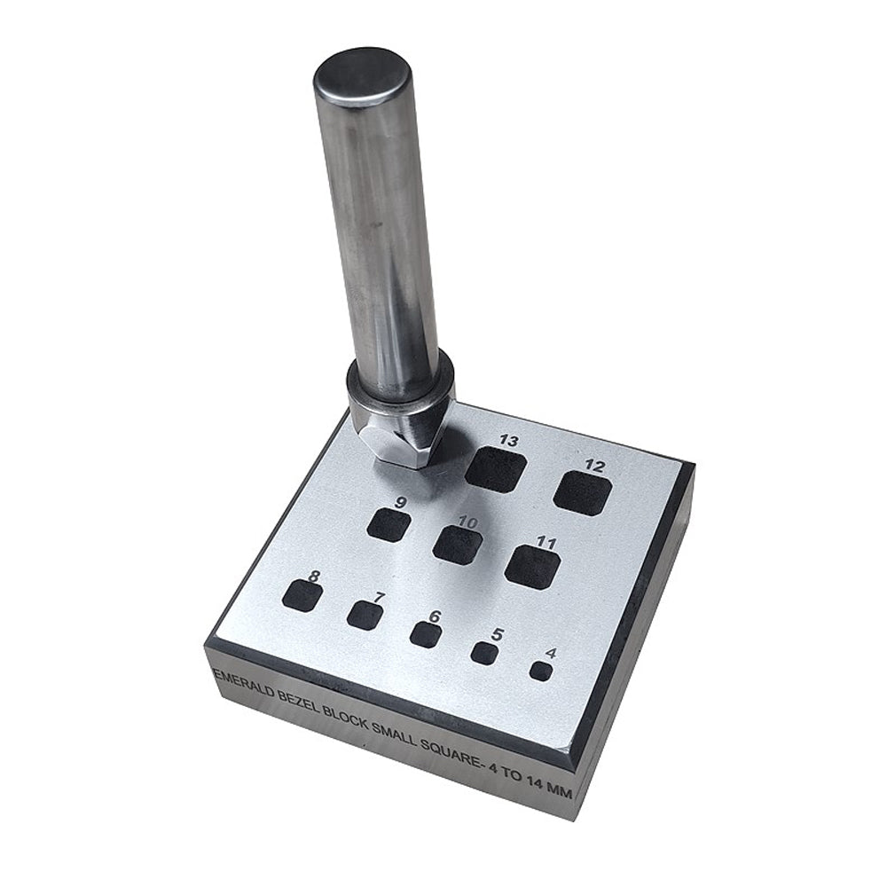 Square Chamfered Shape Bezel Forming Block Set with 17 Degree Punch 4mm to 14mm