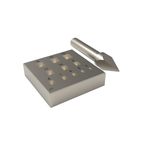 Rectangular Punch Bezel Block Set with 11 Punches Size 4mm - 14mm