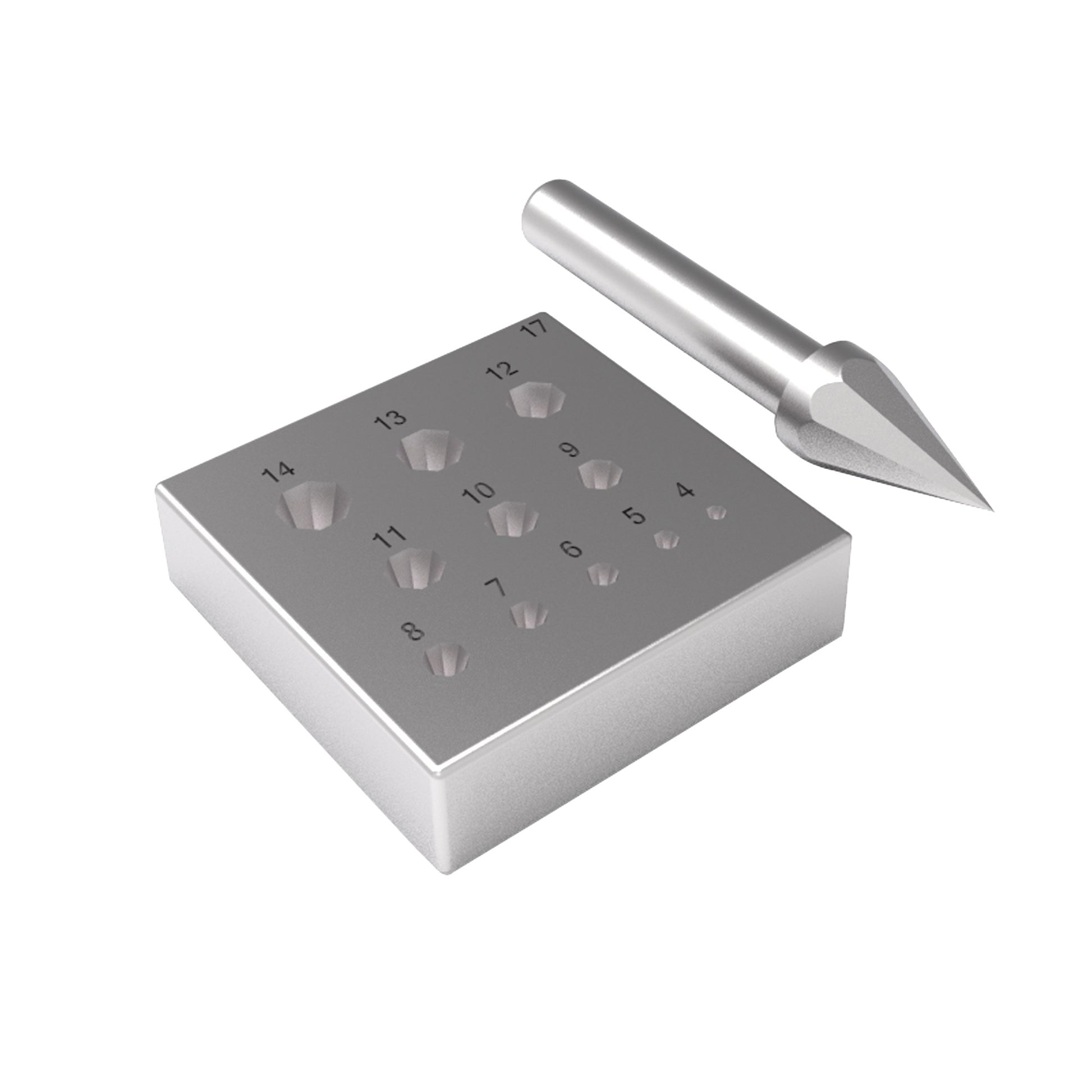 Octagonal Bezel Forming Block Set with 17 Degree Punch 4mm to 14mm