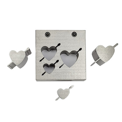Cupid Heart Shape Disc Cutter with Set of 3 Punches Size 35mm-46mm