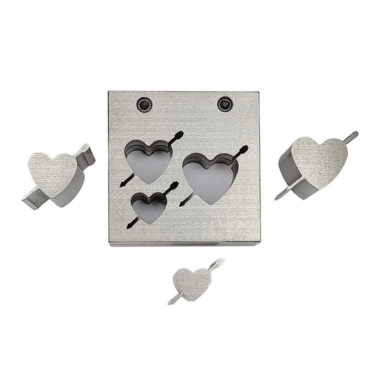 Cupid Heart Shape Disc Cutter with Set of 3 Punches Size 35mm-46mm
