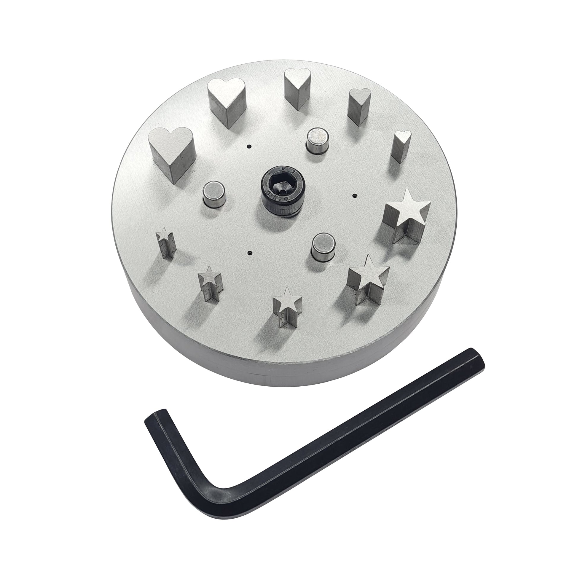 Disc Cutter 2 Different Shapes with 10 Punches - 5 Star & 5 Heart Size 1/4"-5/8"