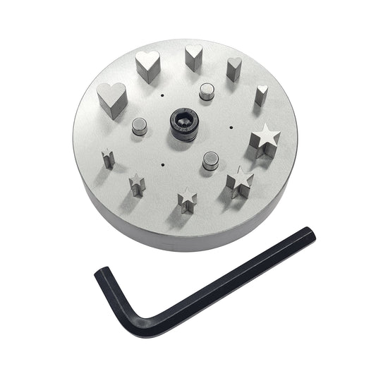 Disc Cutter 2 Different Shapes with 10 Punches - 5 Star & 5 Heart Size 1/4"-5/8"
