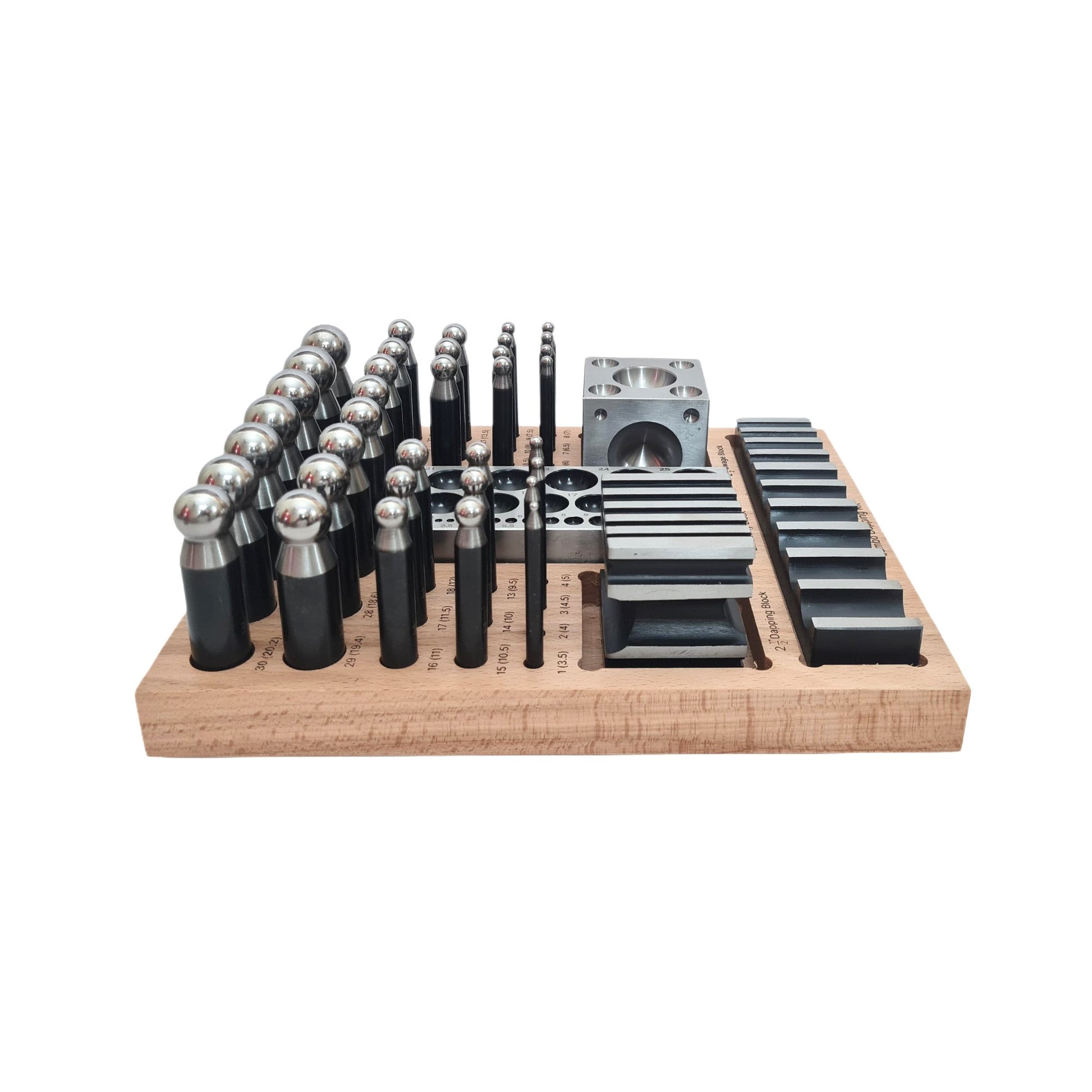 Complete Steel Metal Jewelry Supreme Dapping Doming Punch Set Wooden Base Tool
