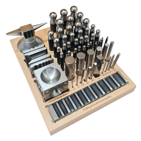 56 Pcs Jumbo Dapping Punch Set Doming & Steel Swage Block - Jewelry Forming Kit