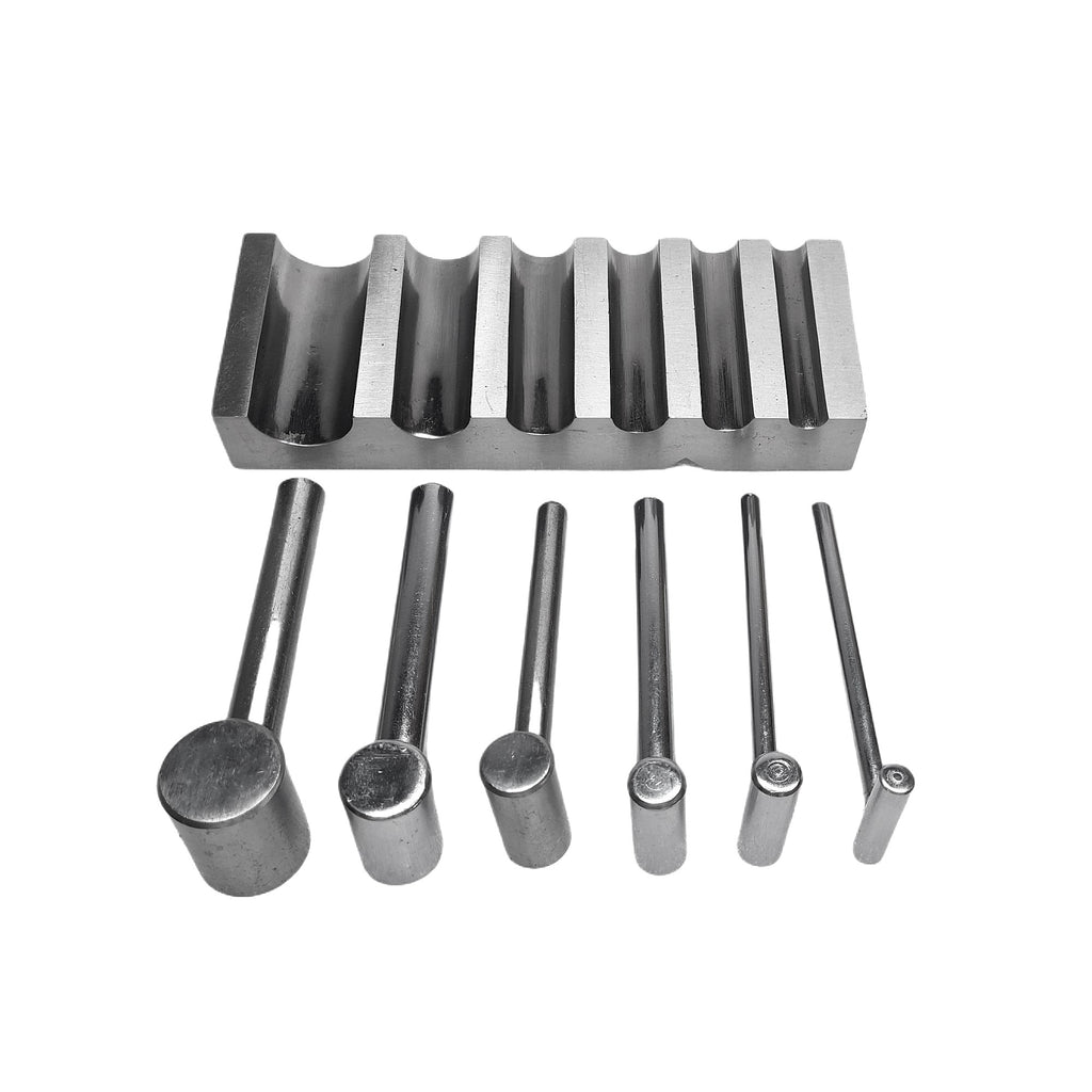Metal Swage Block U-Channel Forming Dapping Metal Block with 6 Hammer Punches