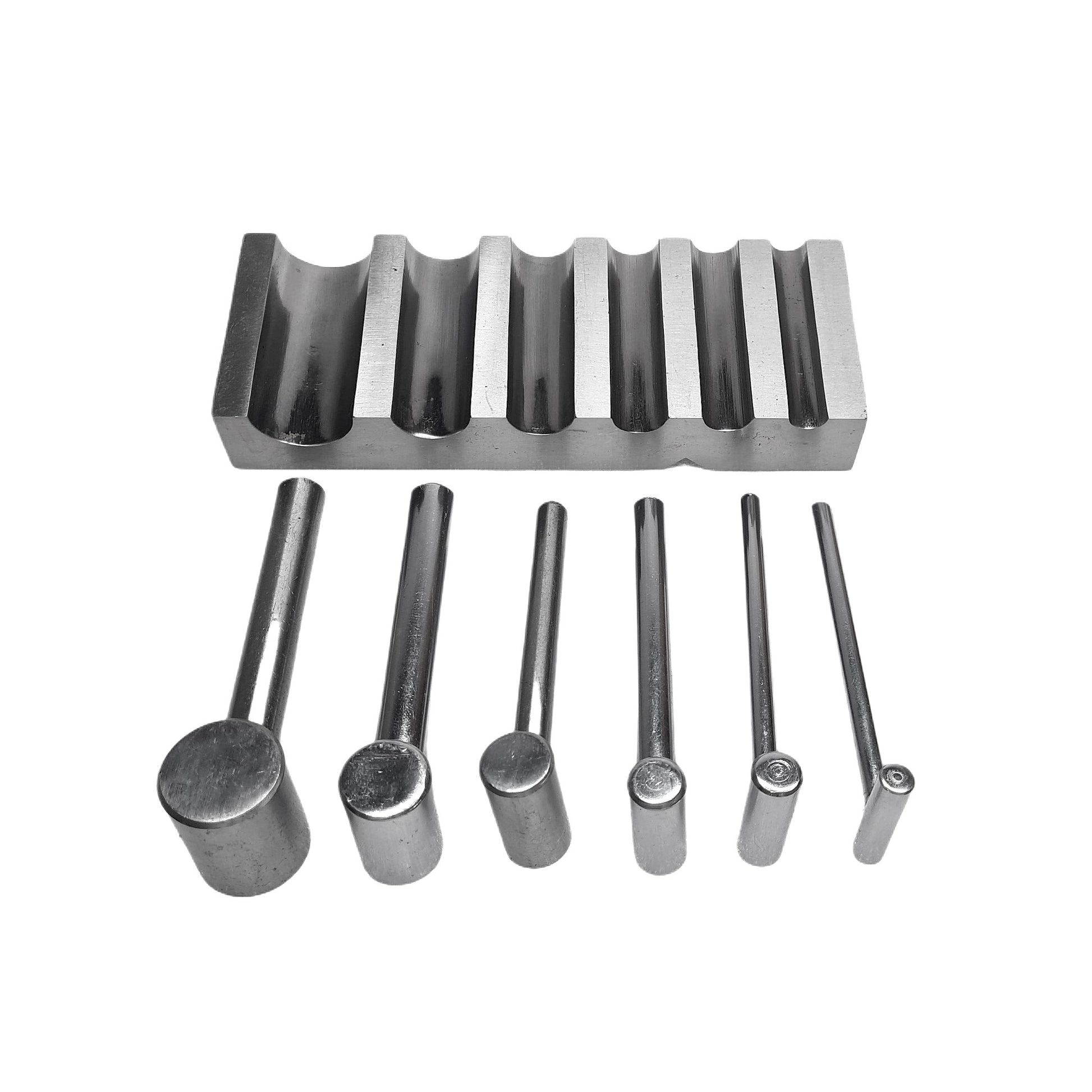 Metal Swage Block U-Channel Forming Dapping Metal Block with 6 Hammer Punches