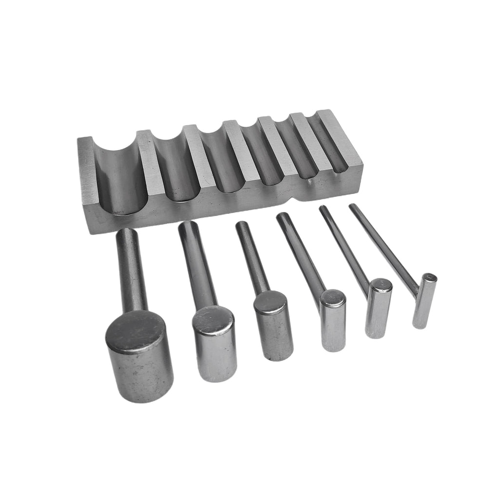 Metal Swage Block U-Channel Forming Dapping Metal Block with 6 Hammer Punches
